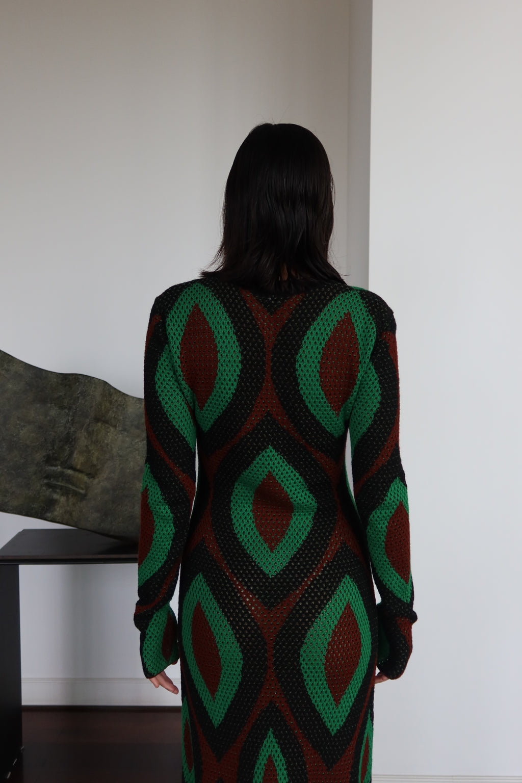 Johanna Ortiz Vestido Maxi de Crochet Geométrico con Cut-Outs