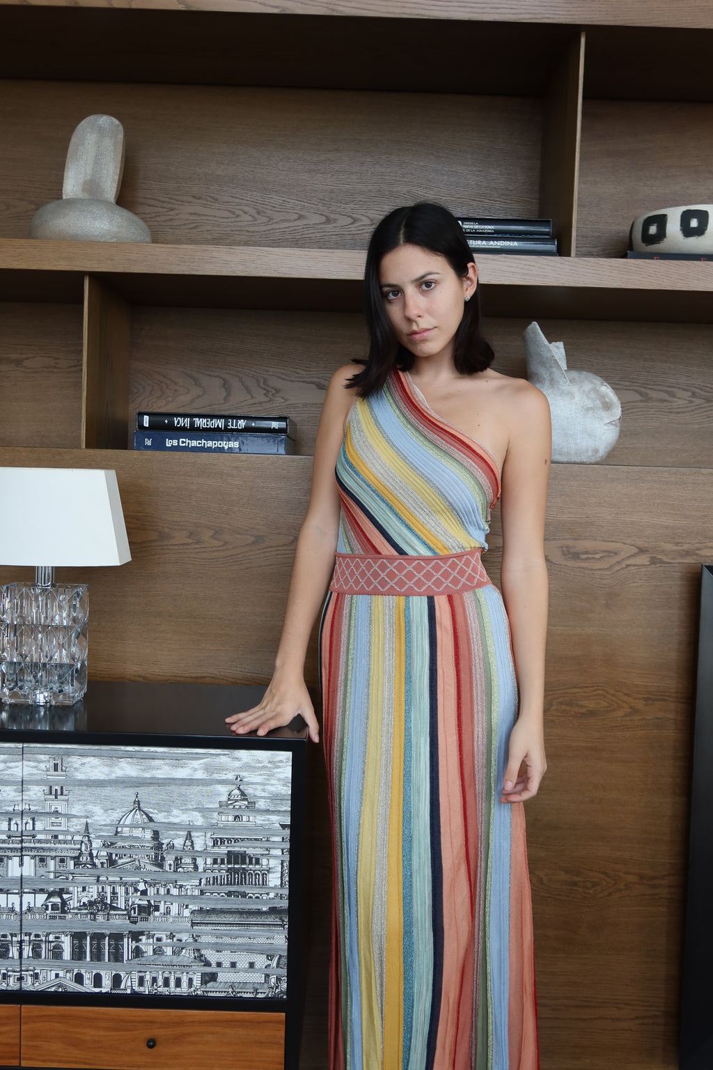 Missoni Multicolor One-Shoulder Striped Maxi Dress