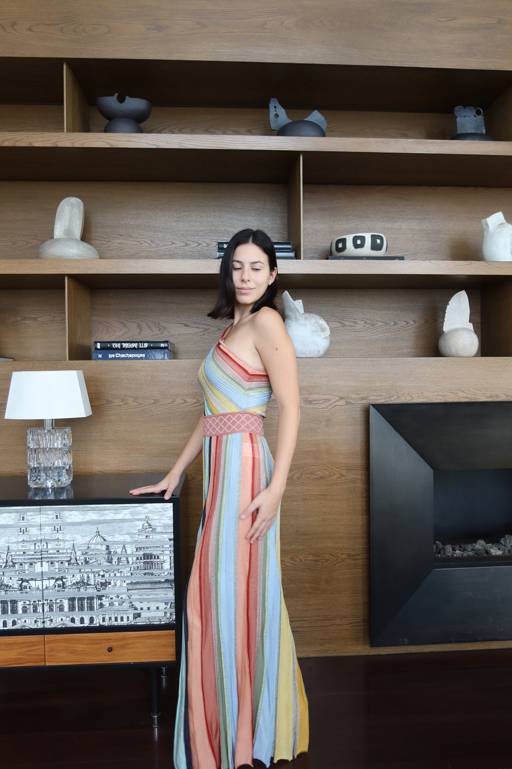 Missoni Multicolor One-Shoulder Striped Maxi Dress