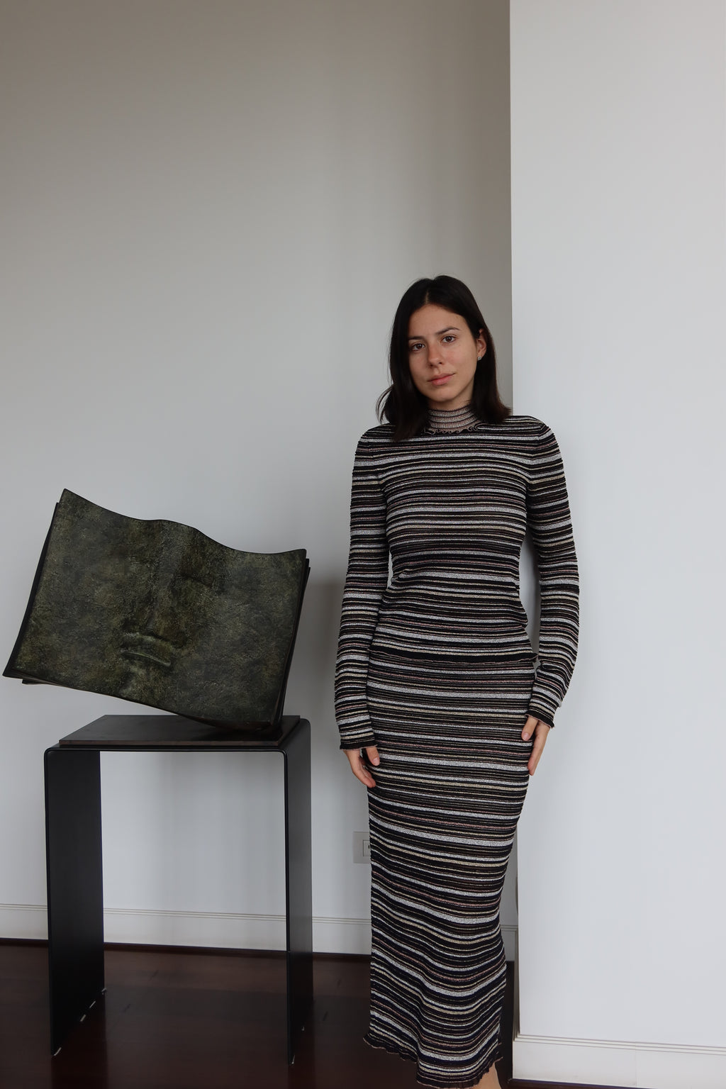 Hervé Léger Metallic Striped Knit Set