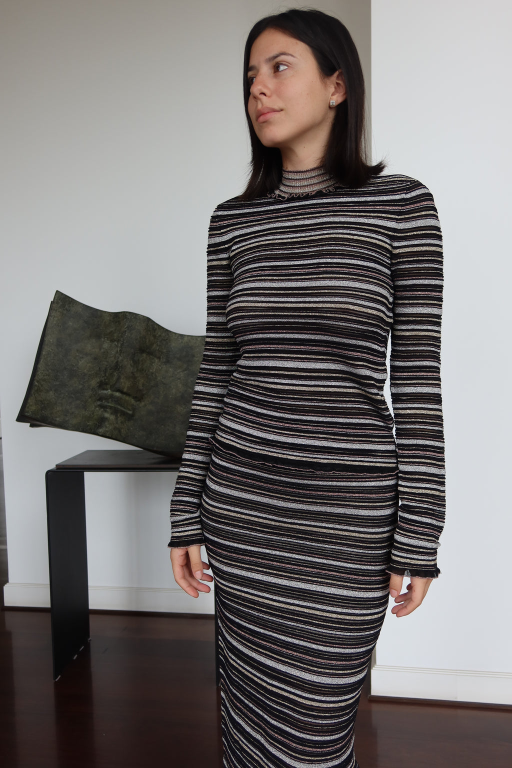 Hervé Léger Metallic Striped Knit Set