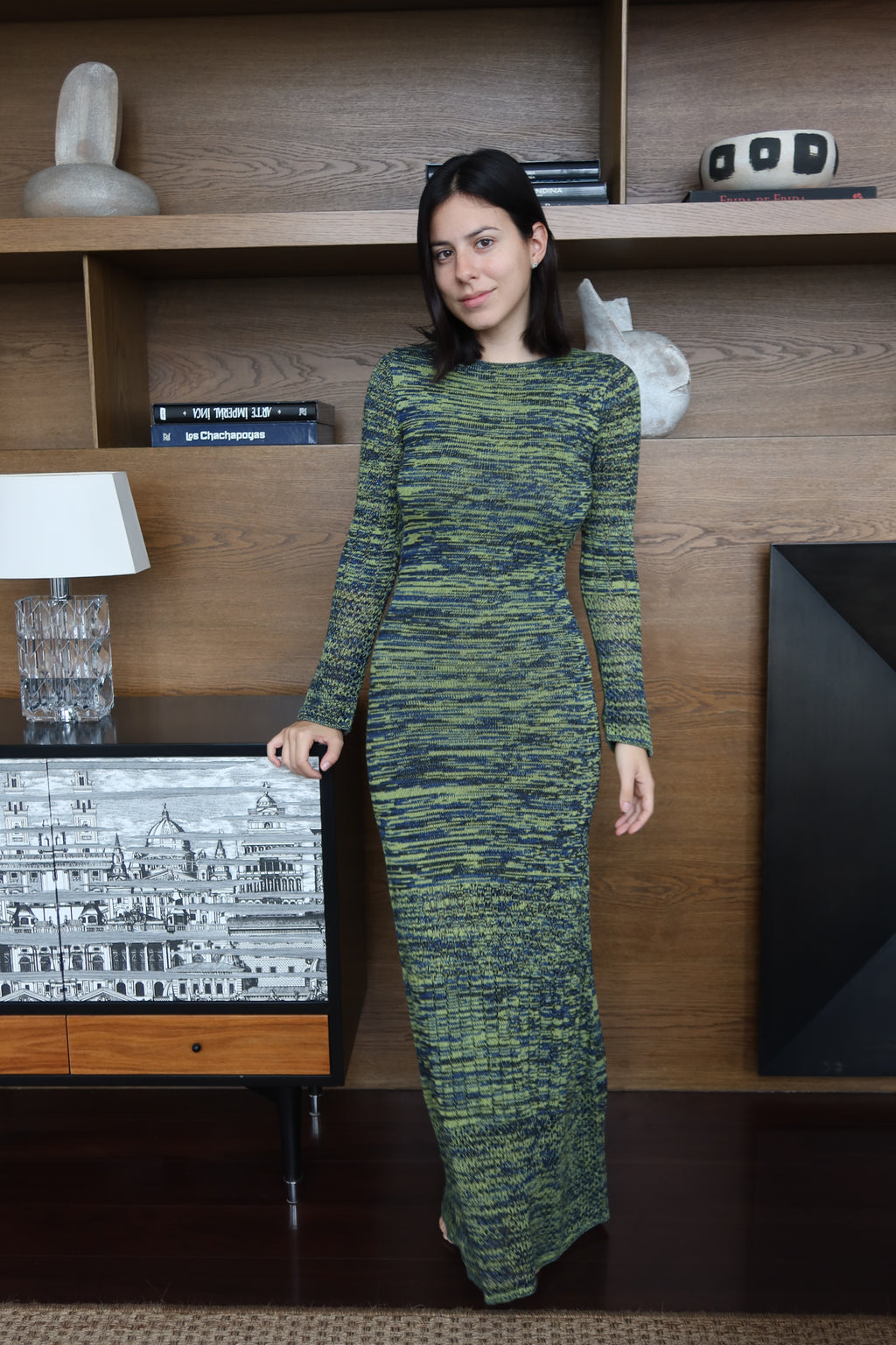 Escvdo Green & Navy Marled Knit Maxi Dress