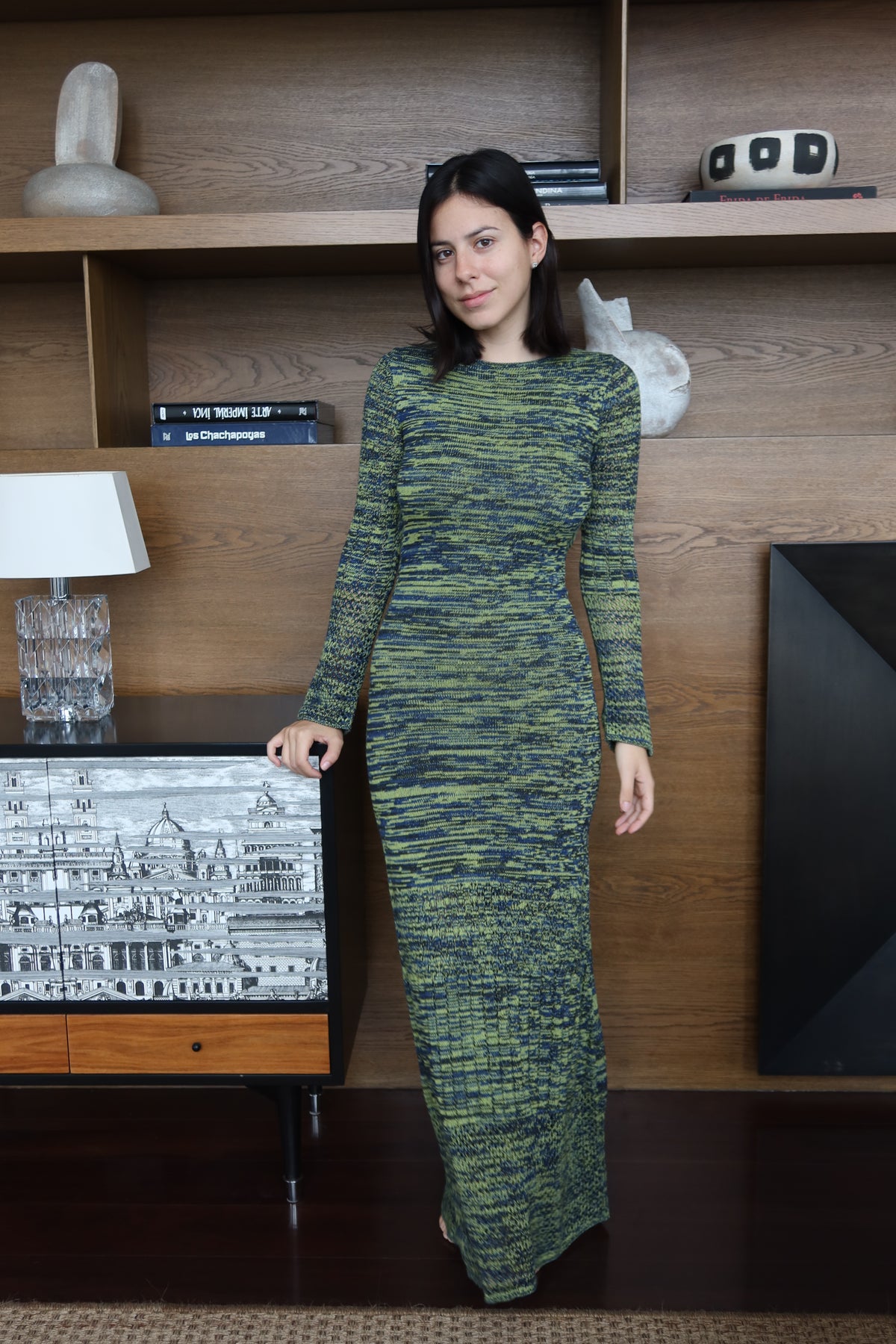Escvdo Green & Navy Marled Knit Maxi Dress