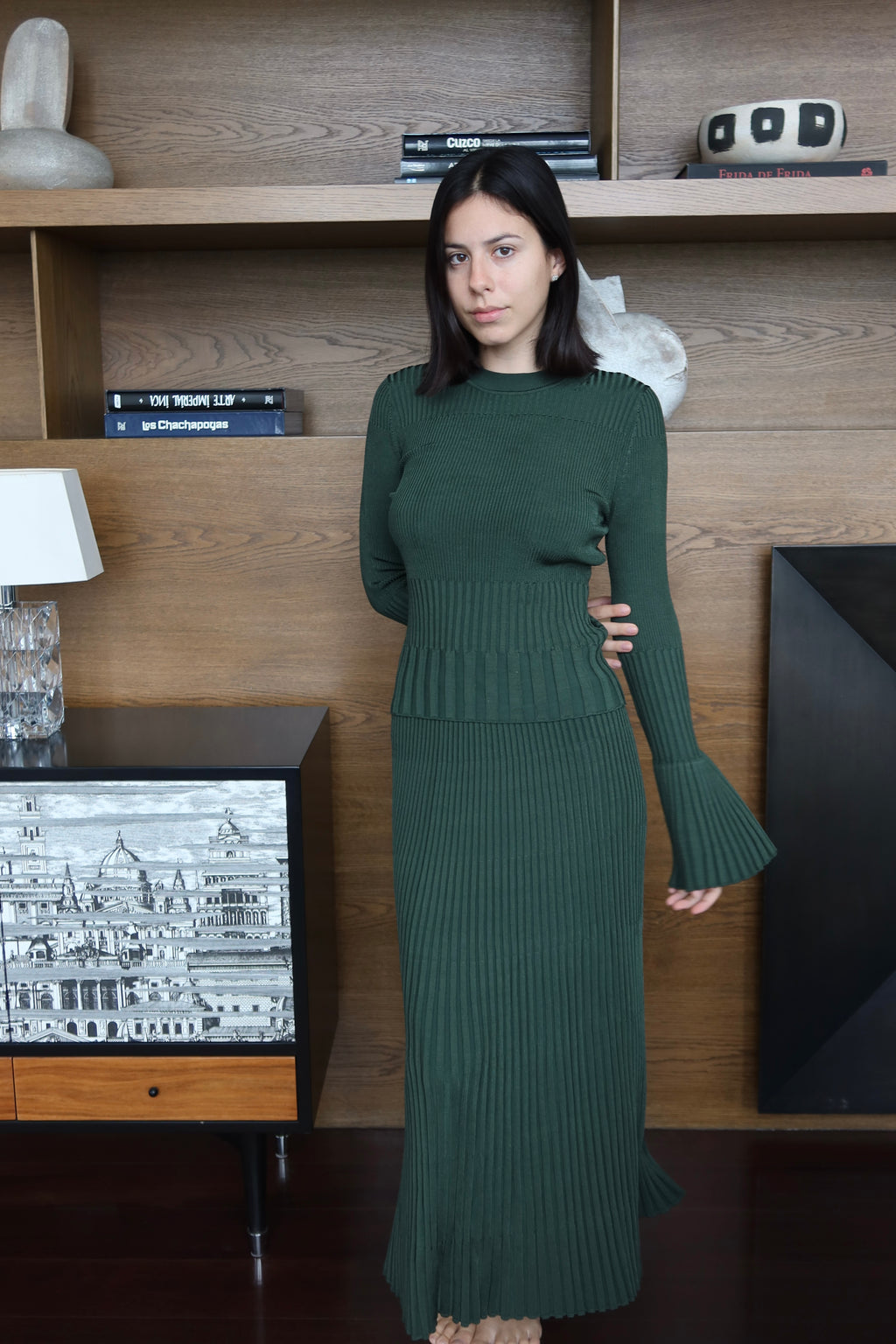 Zimmermann Forest Green Ribbed Knit Set