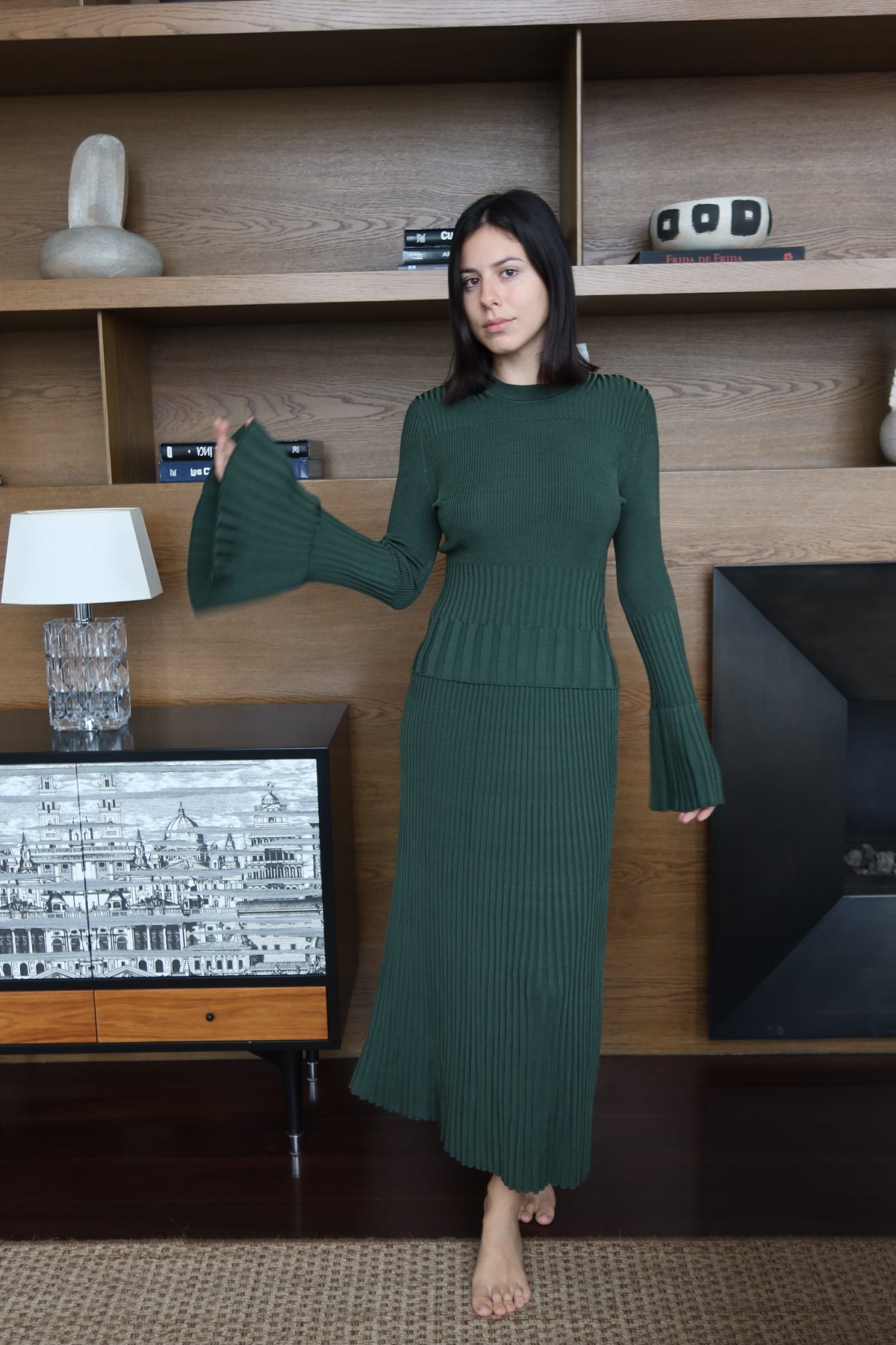 Zimmermann Forest Green Ribbed Knit Set