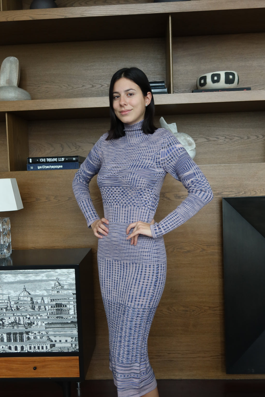 Missoni Lilac & Blue Patterned Knit Midi Dress