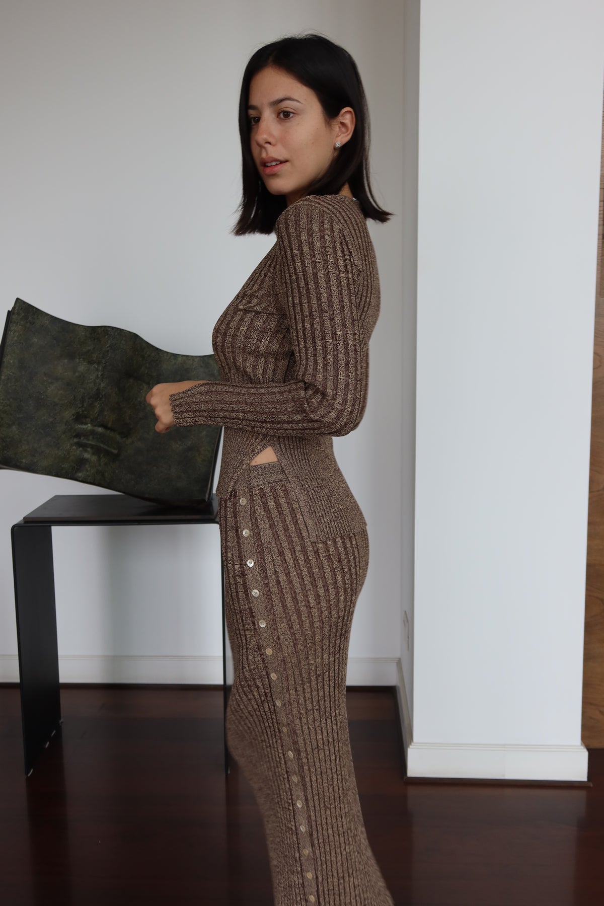 Jonathan Simkhai Brown Ribbed Knit Set
