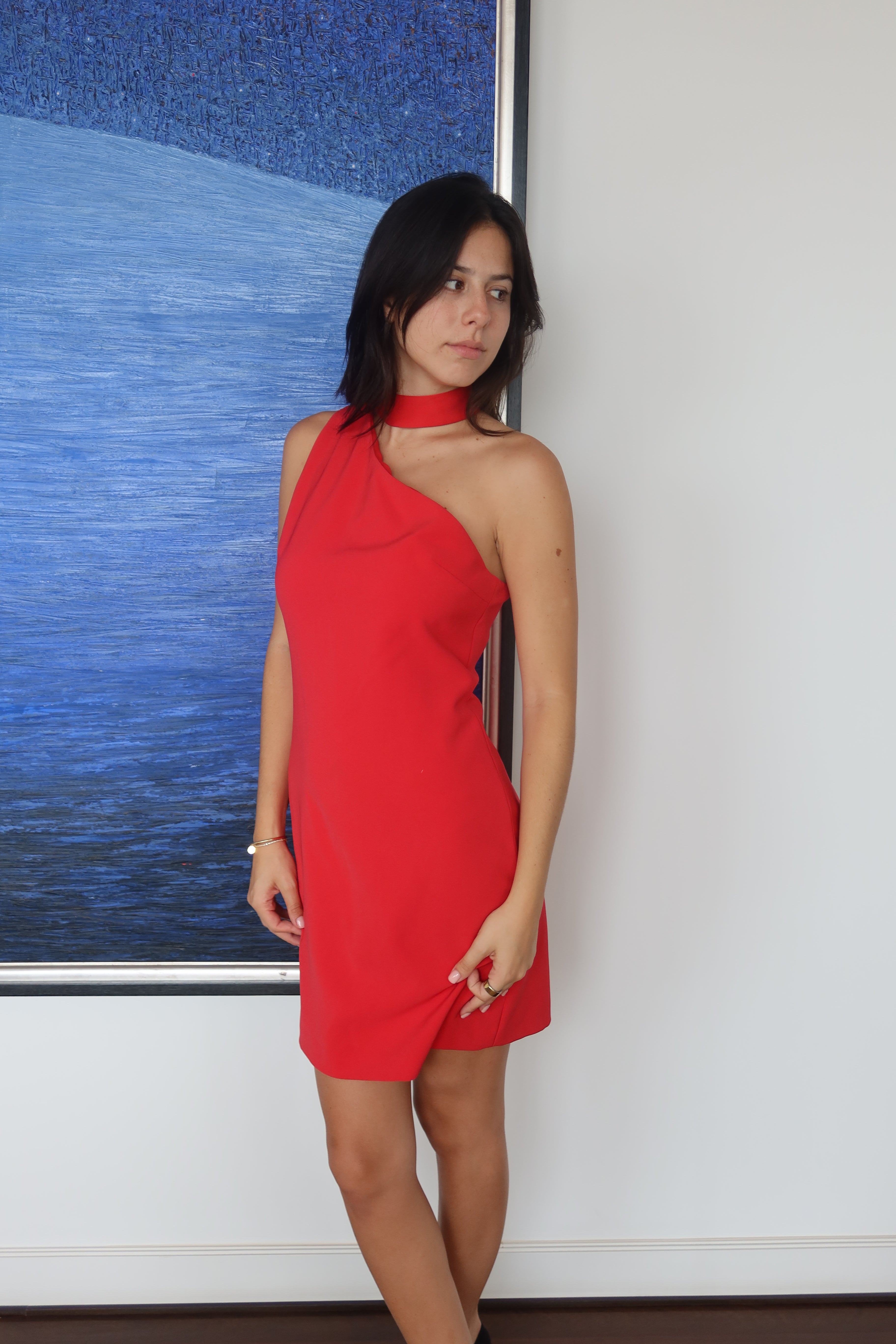 Alice + Olivia Red One-Shoulder Mini Dress
