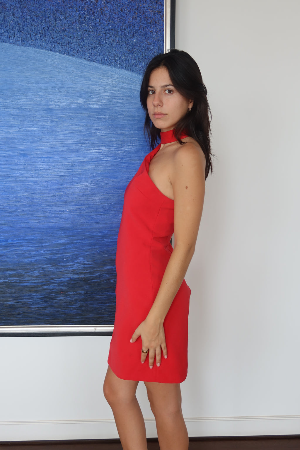 Alice + Olivia Red One-Shoulder Mini Dress