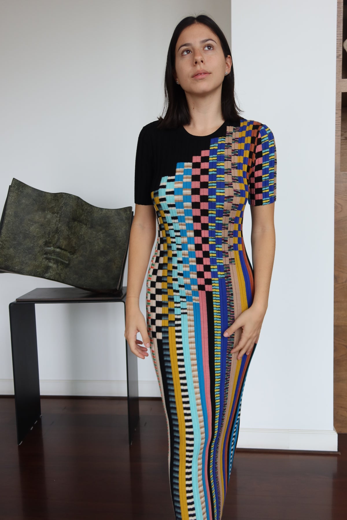 Missoni Multicolor Patchwork Knit Midi Dress