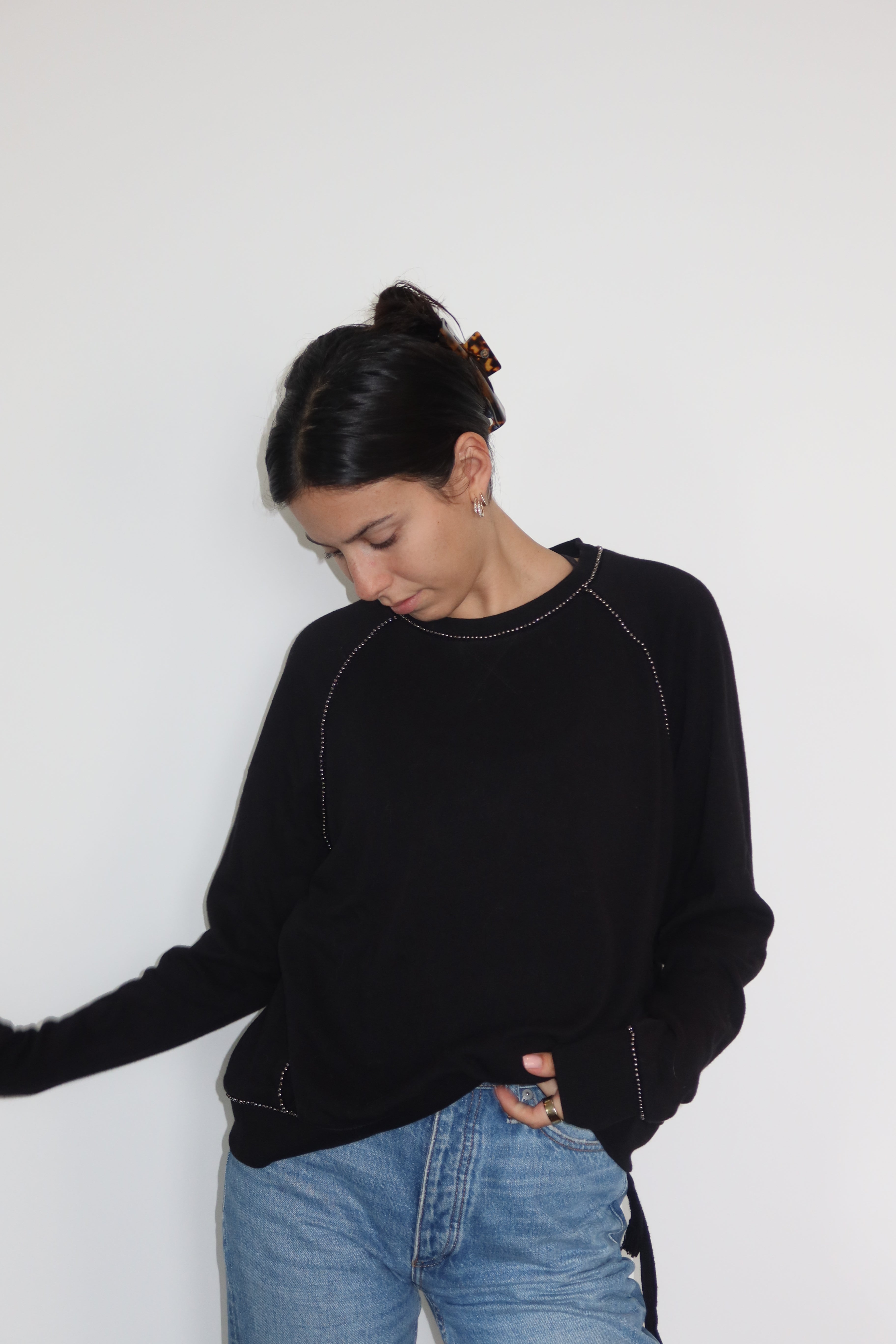 The Kooples Black Stitch Detail Knit Sweater