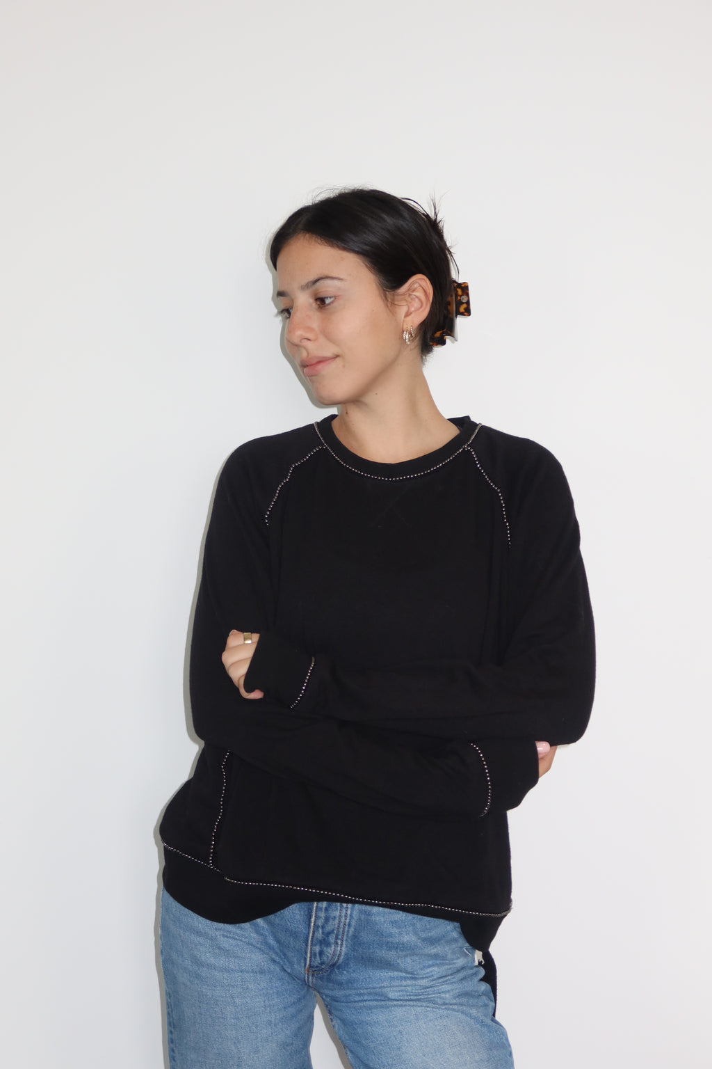 The Kooples Black Stitch Detail Knit Sweater