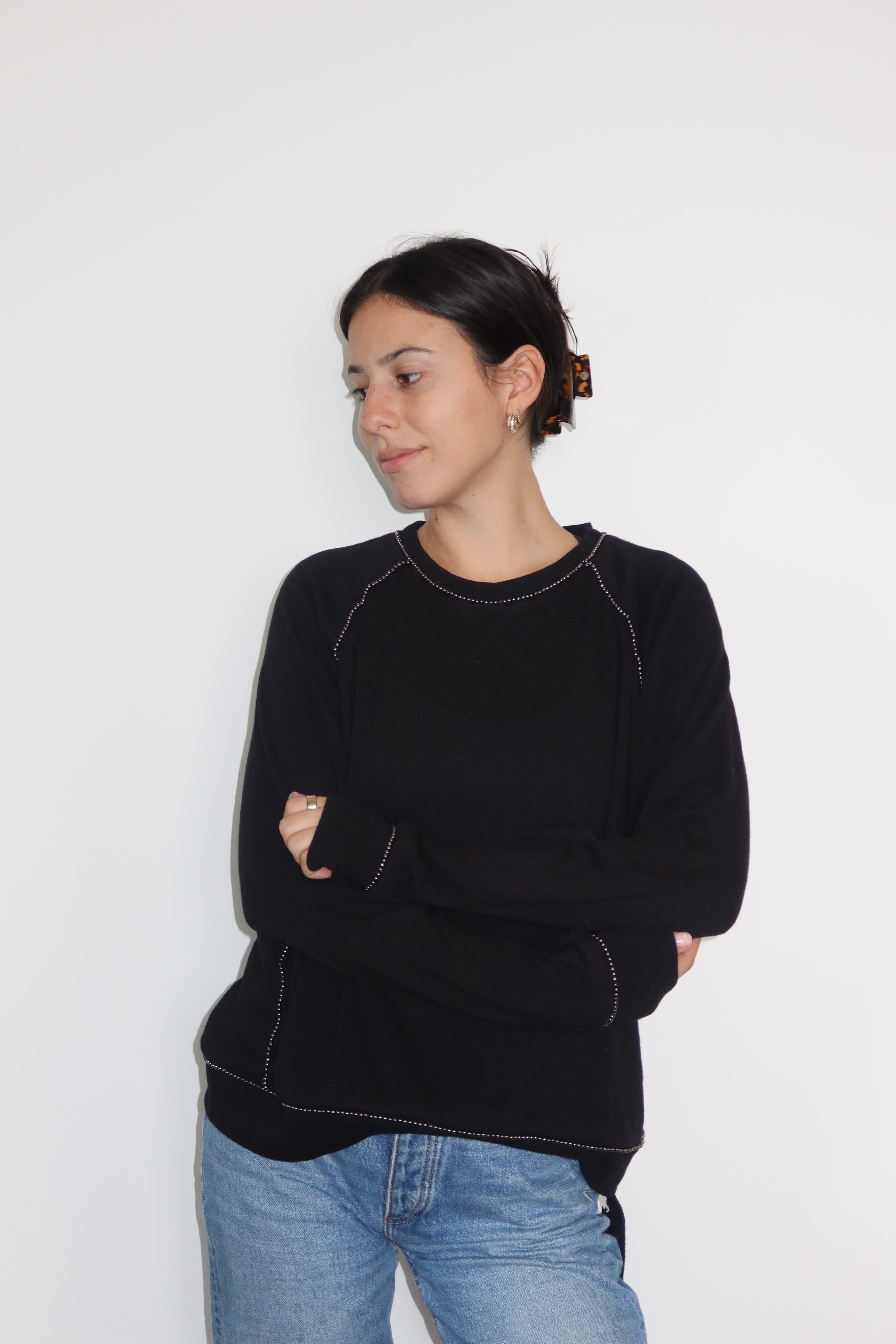 The Kooples Black Stitch Detail Knit Sweater