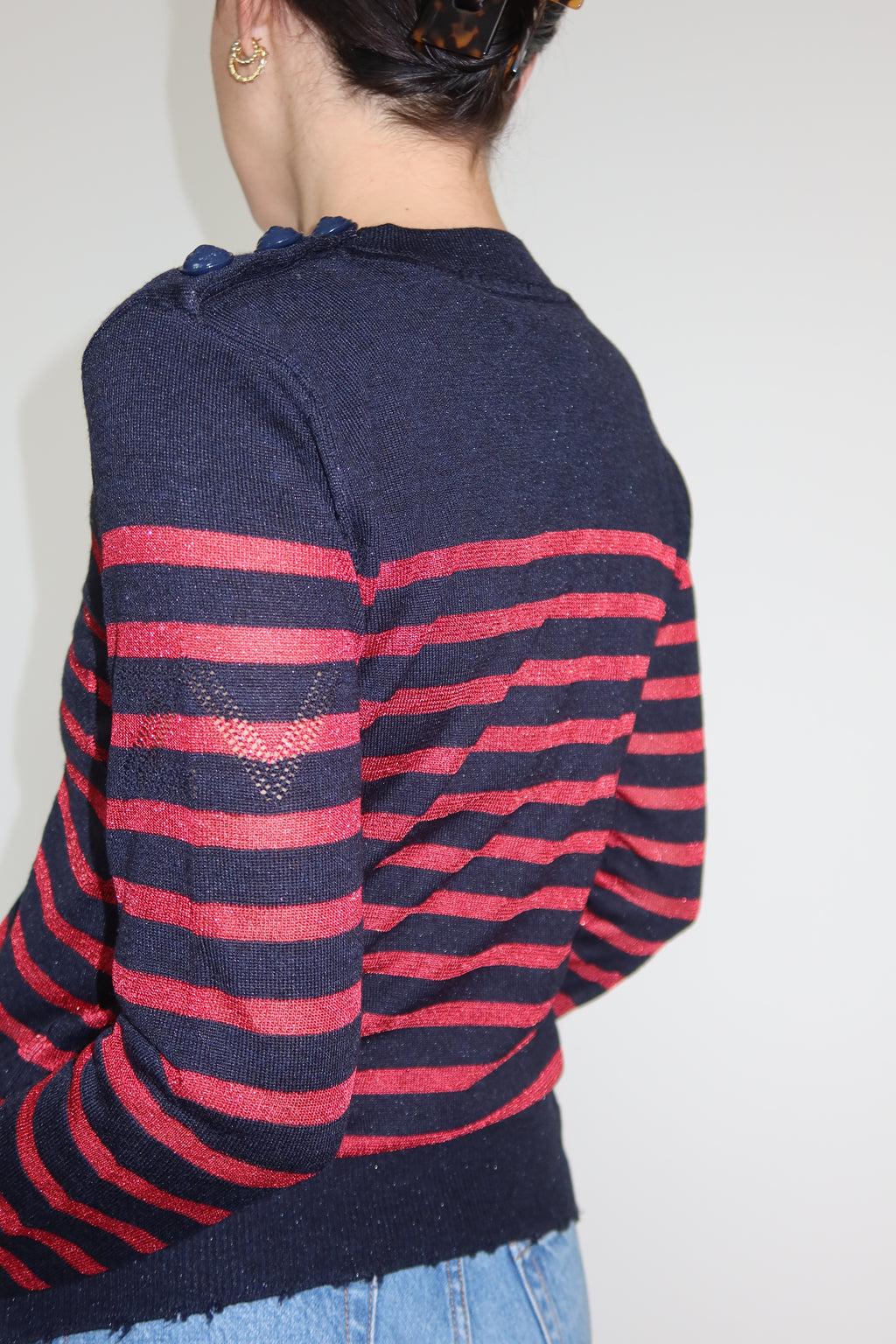 Zadig & Voltaire Striped V-Neck Knit Sweater