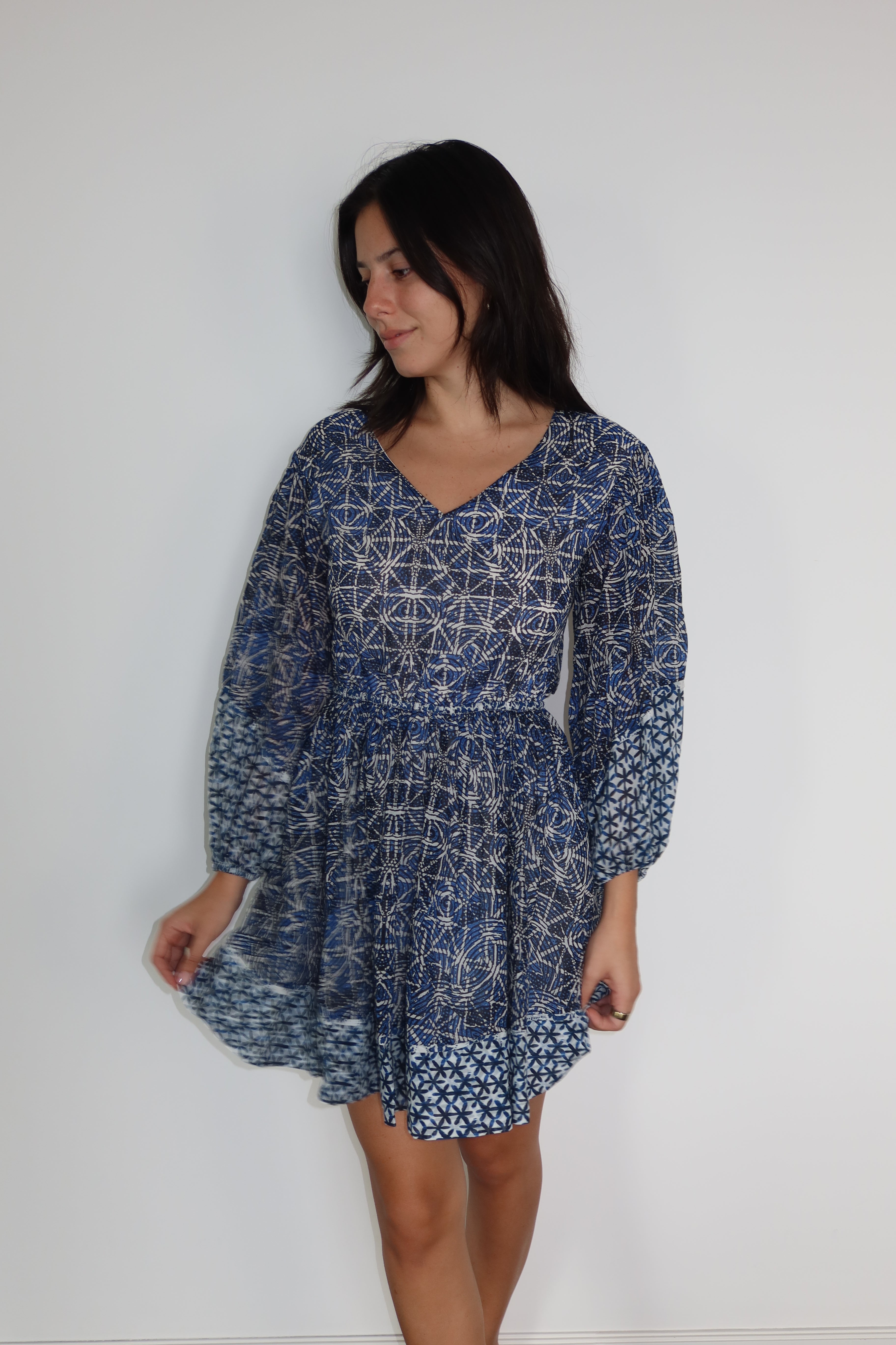 Minivestido con Estampado Azul de Maje