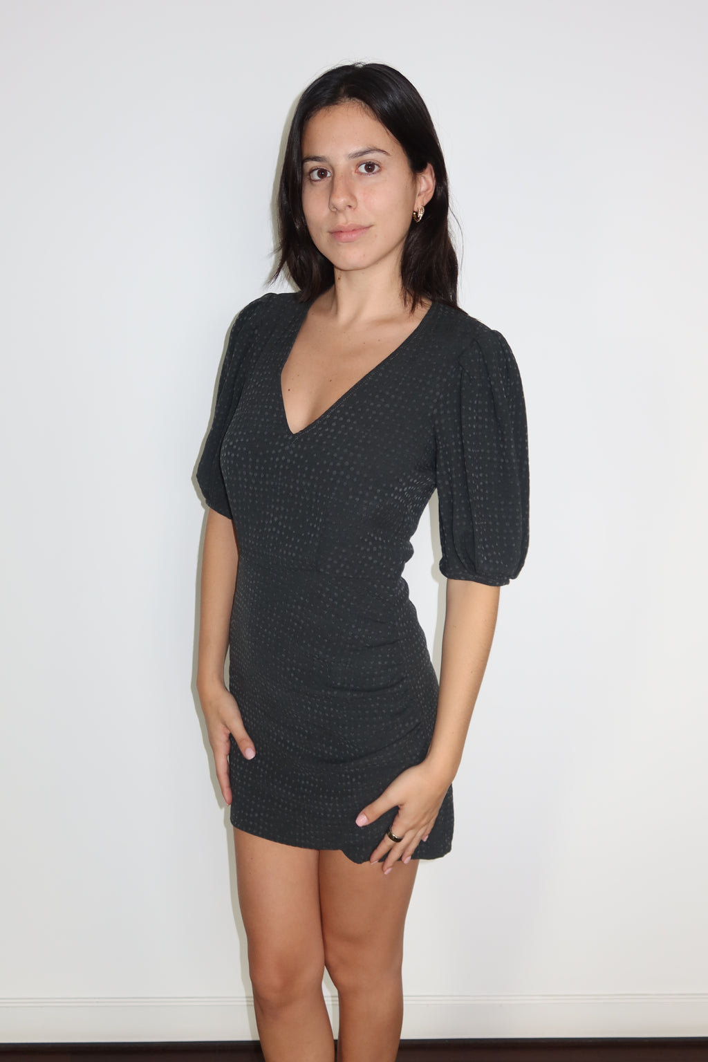 Sessùn Black Puff Sleeve Mini Dress