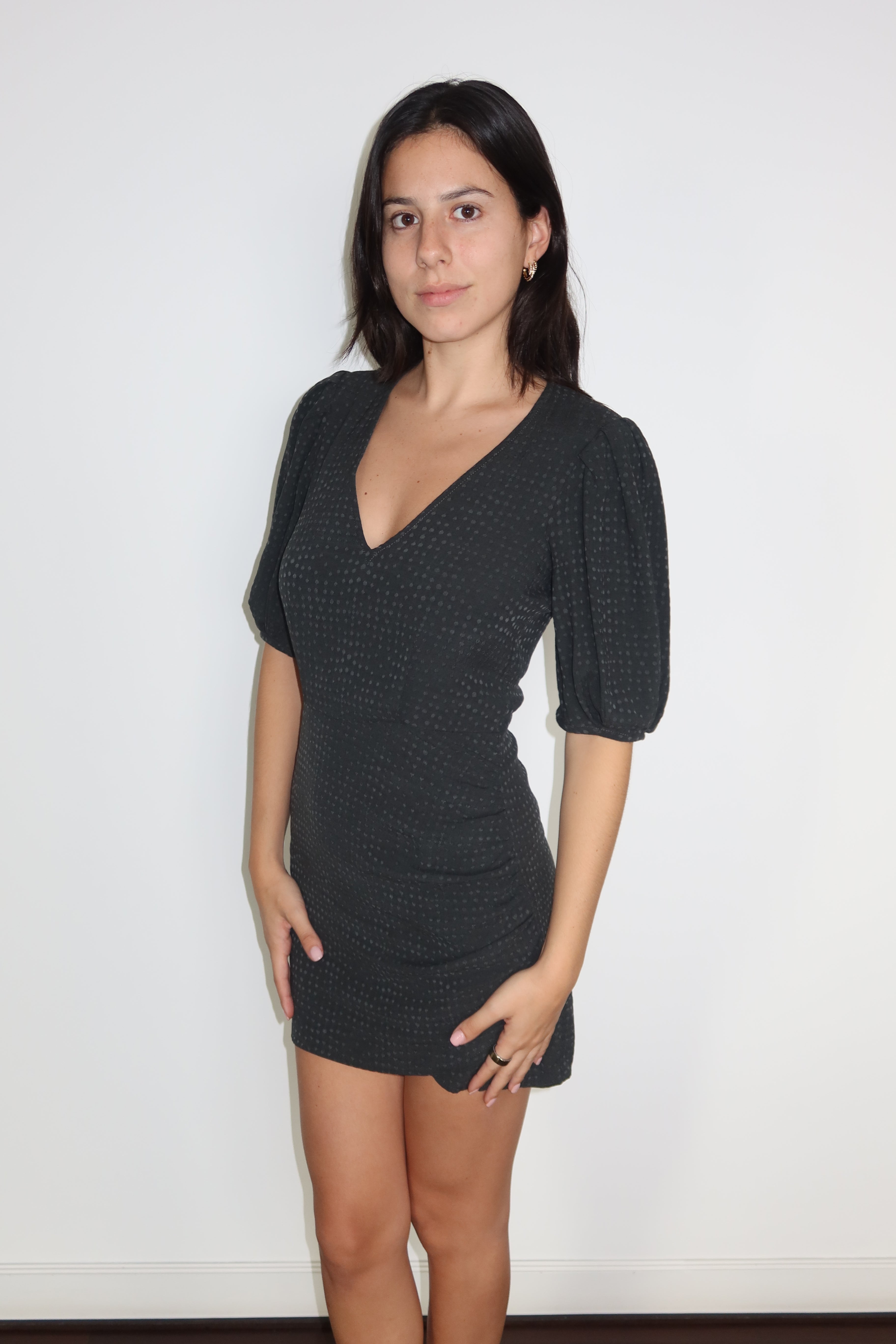 Sessùn Black Puff Sleeve Mini Dress