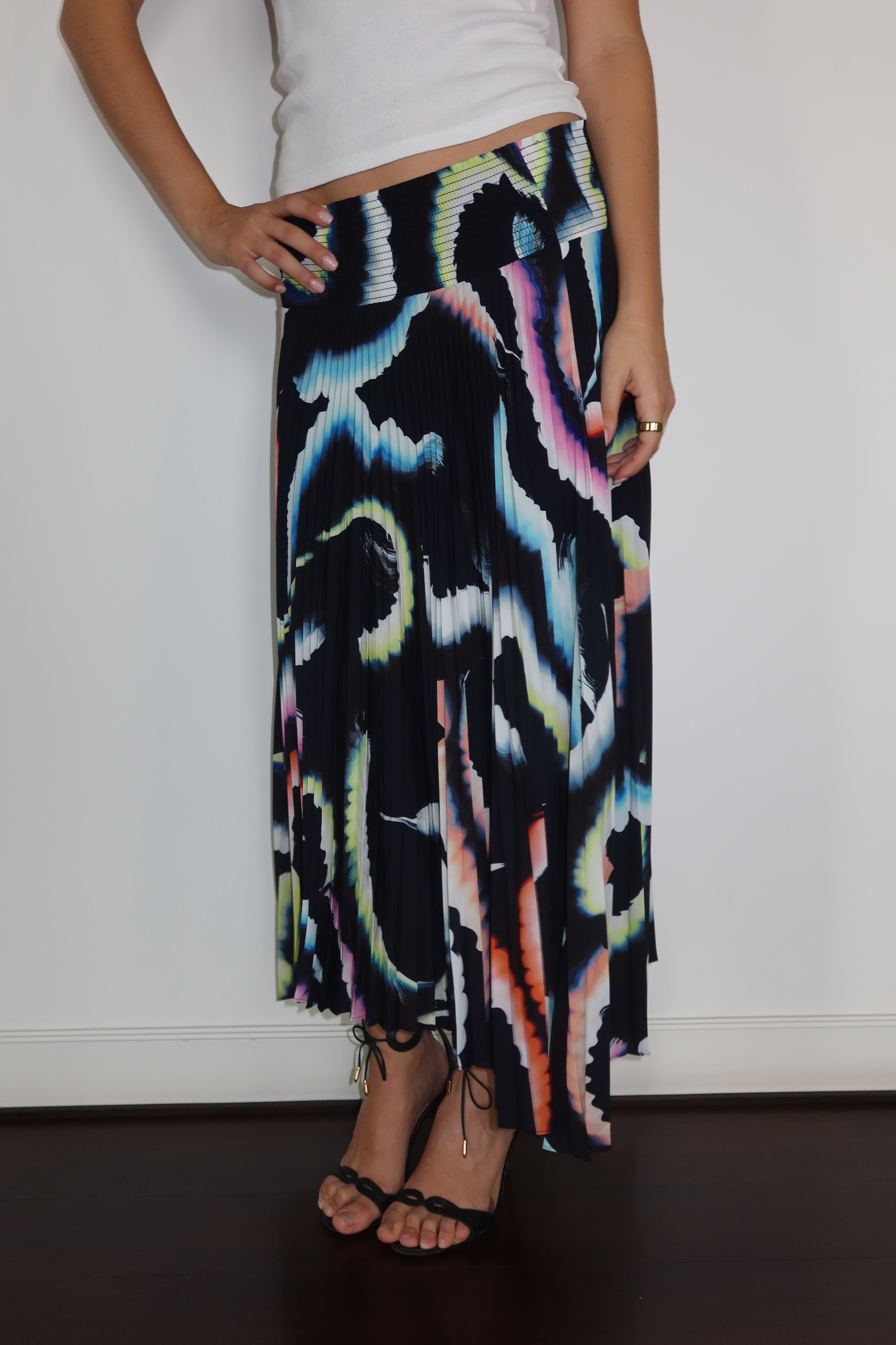A.L.C Multi-Color Pleated Midi Skirt