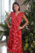 AllSaints Red Floral Wrap Maxi Dress