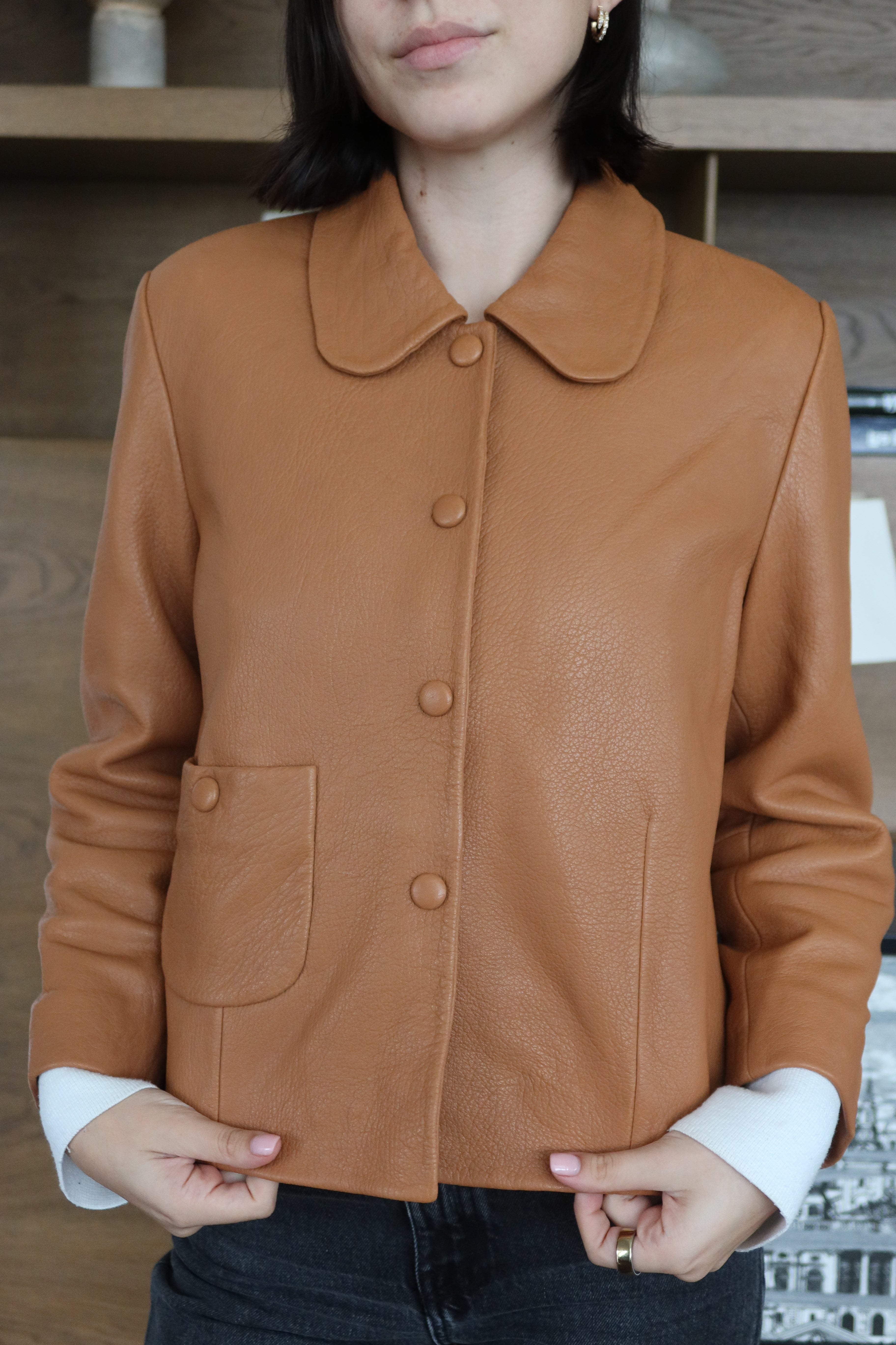 Ba&sh Casaca de Cuero Color Camel 
