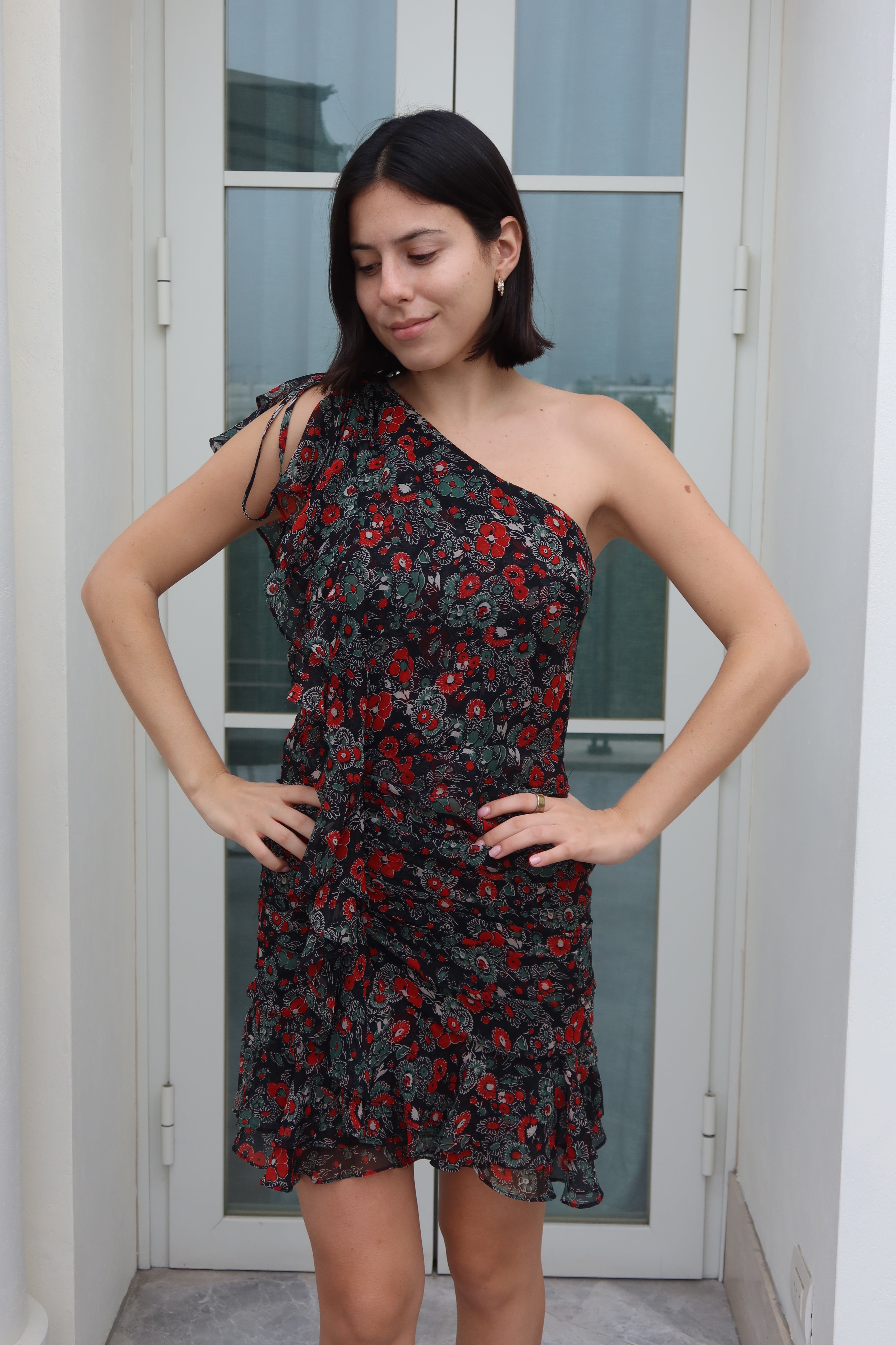 Veronica Beard Floral V-Neck Midi Dress