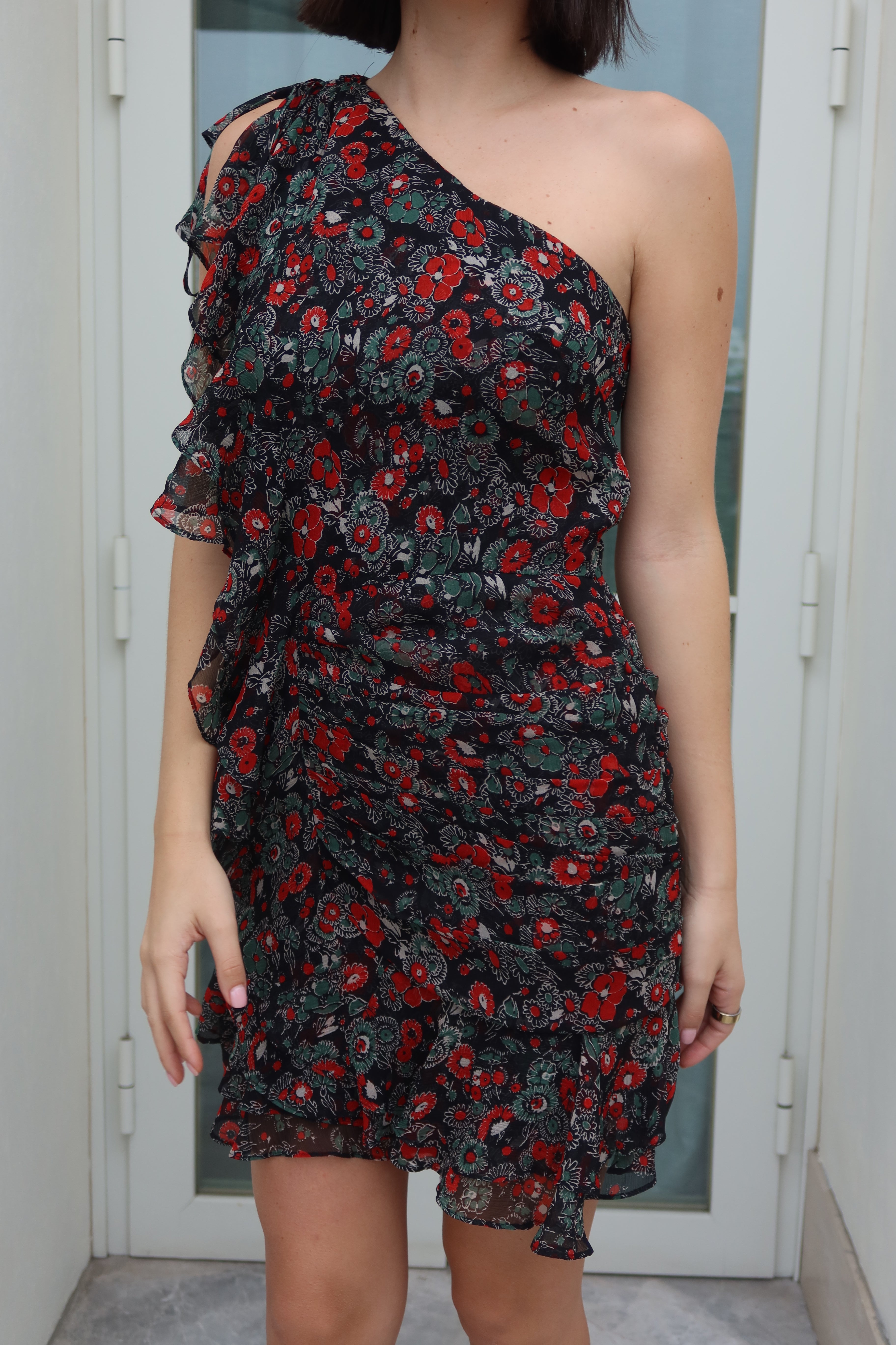 Veronica Beard Floral V-Neck Midi Dress