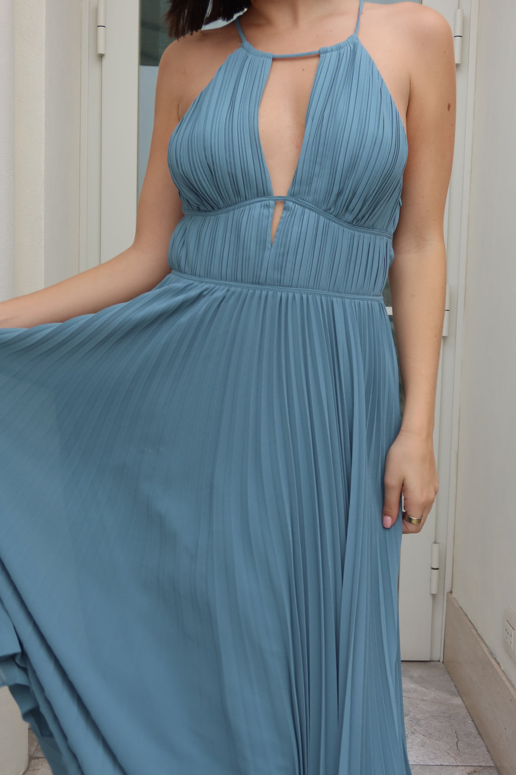 Jonathan Simkhai Pleated Halter Maxi Dress