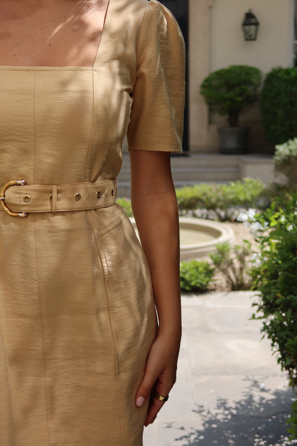 Intermix Beige Belted Mini Dress