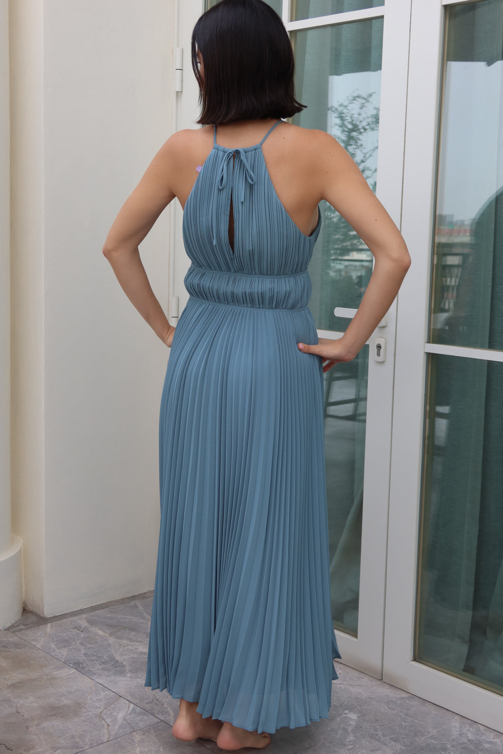 Jonathan Simkhai Pleated Halter Maxi Dress