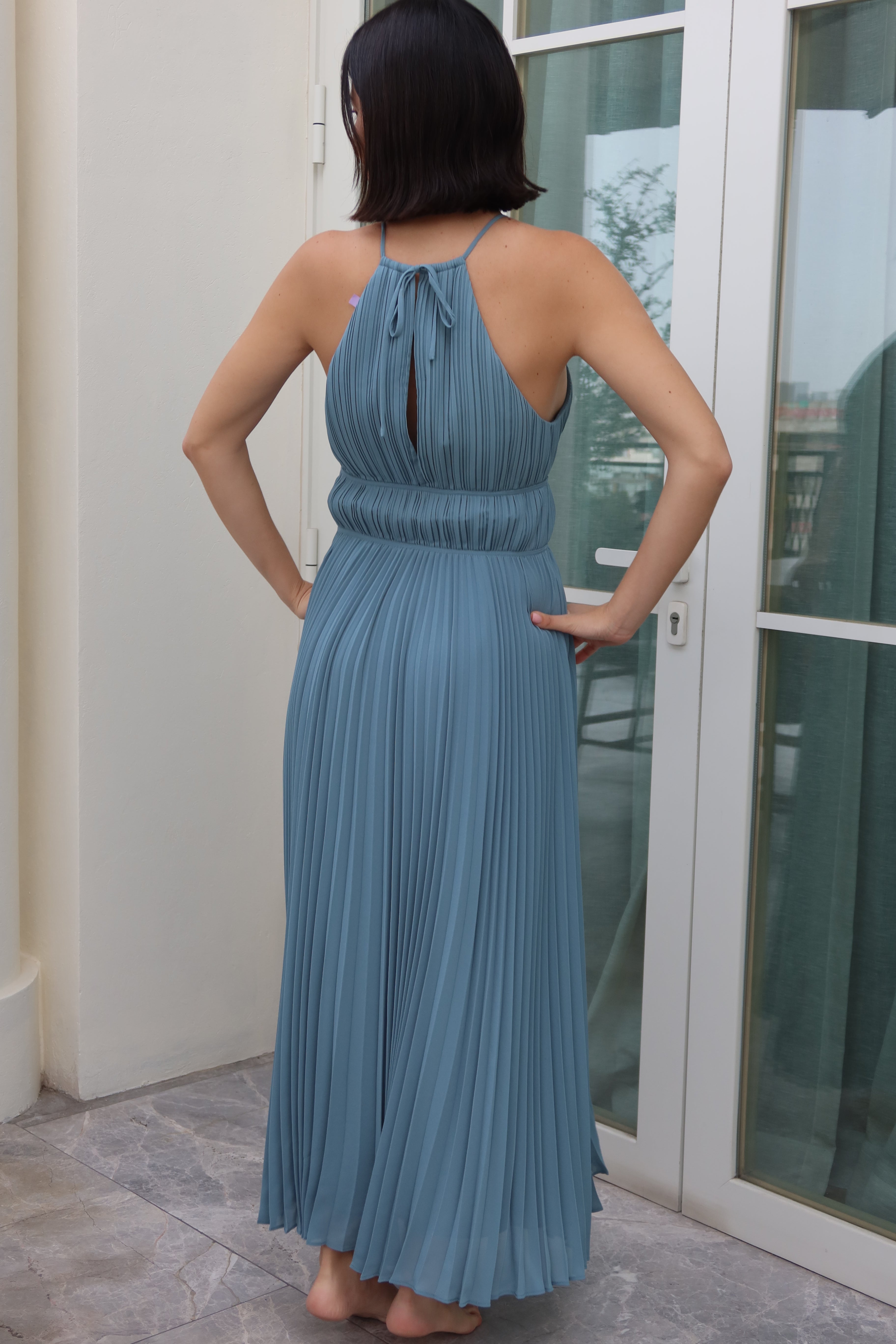 Jonathan Simkhai Pleated Halter Maxi Dress