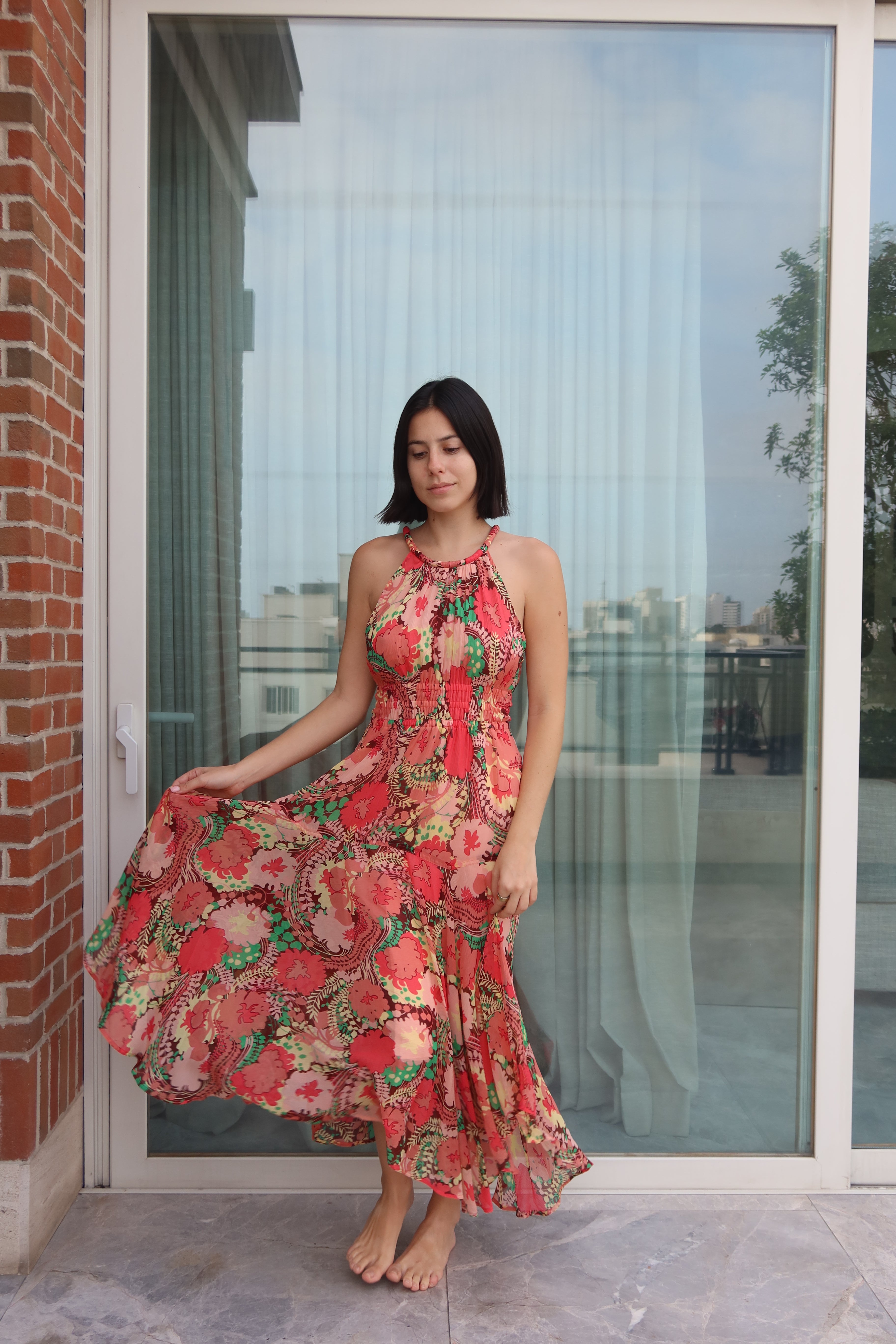 A.L.C Floral Halter Maxi Dress