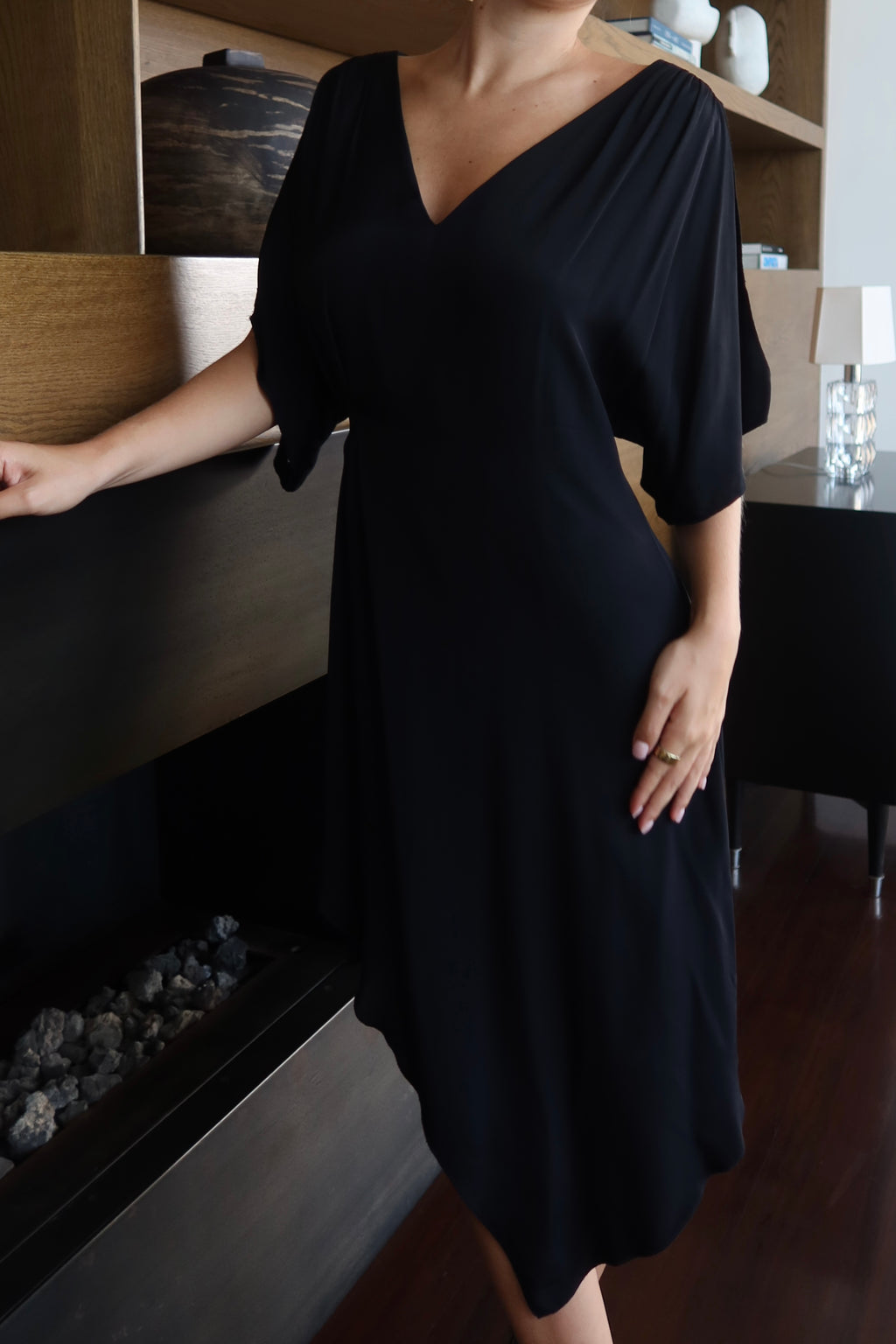 Alice + Olivia Black Draped Dress