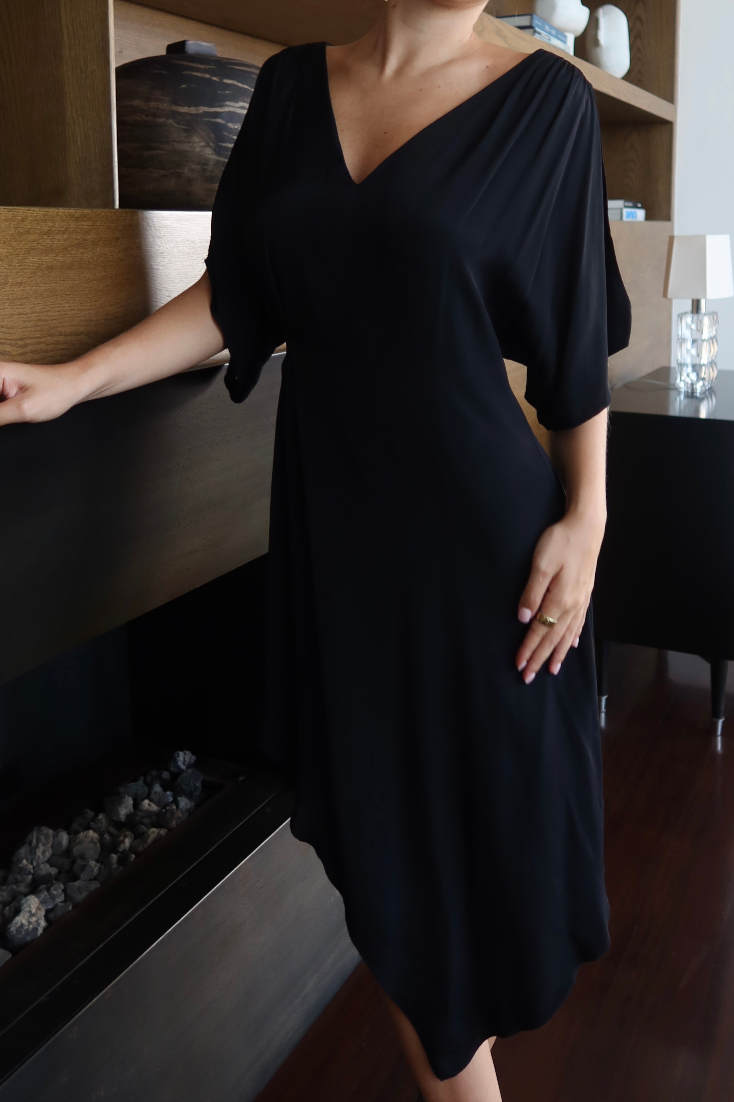 Alice + Olivia Black Draped Dress