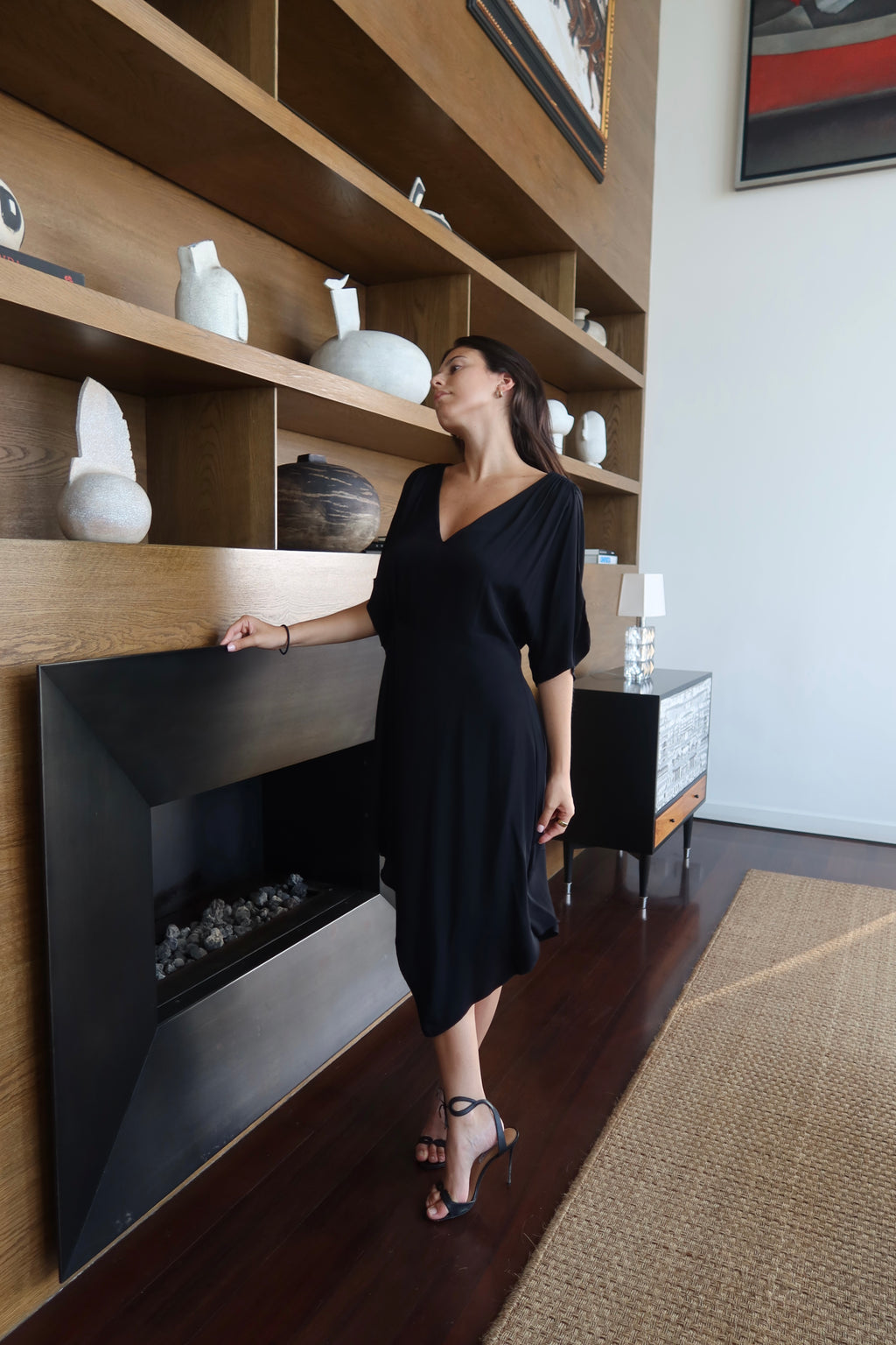 Alice + Olivia Black Draped Dress