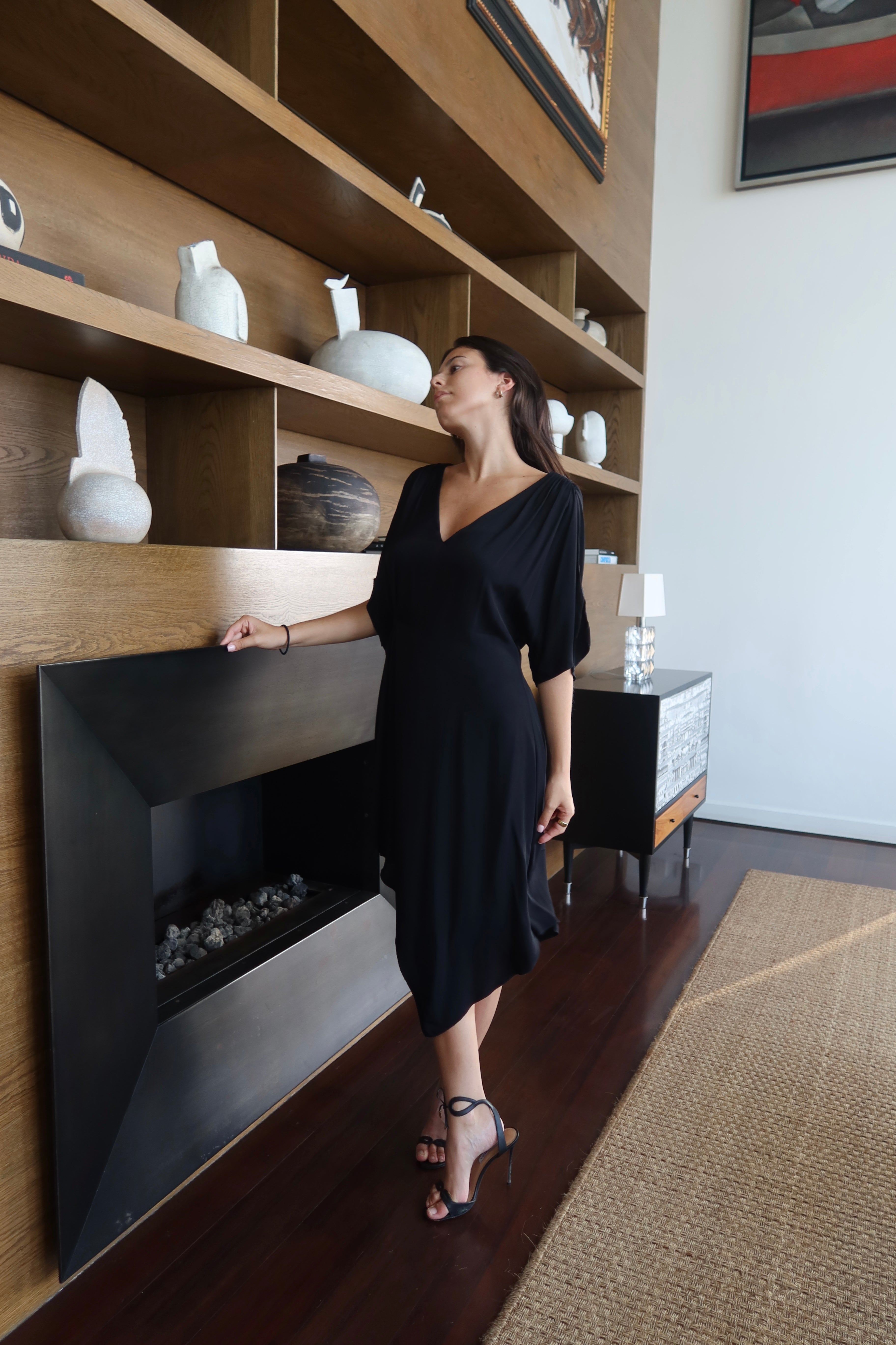 Alice + Olivia Black Draped Dress