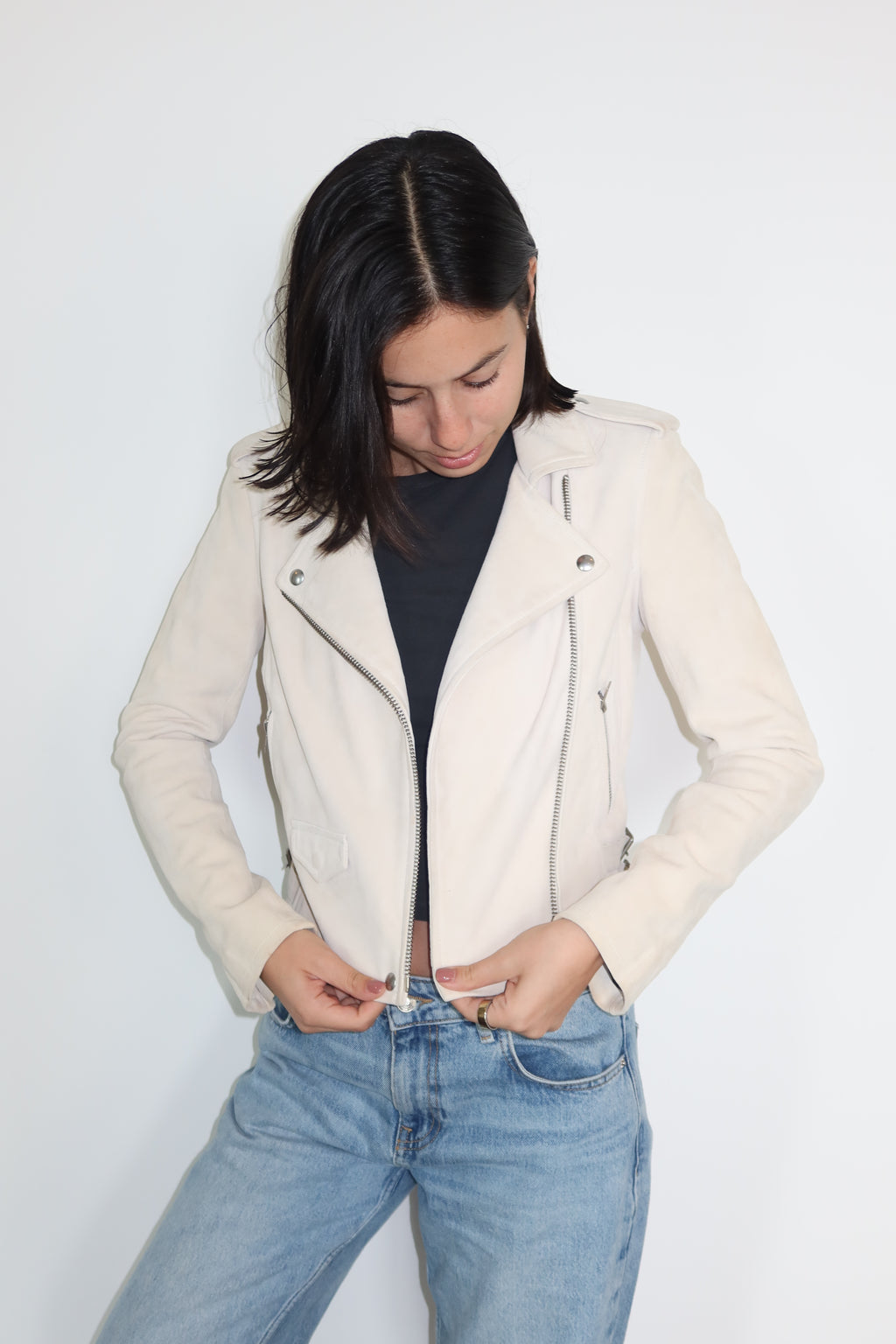 IRO Ivory Suede Biker Jacket