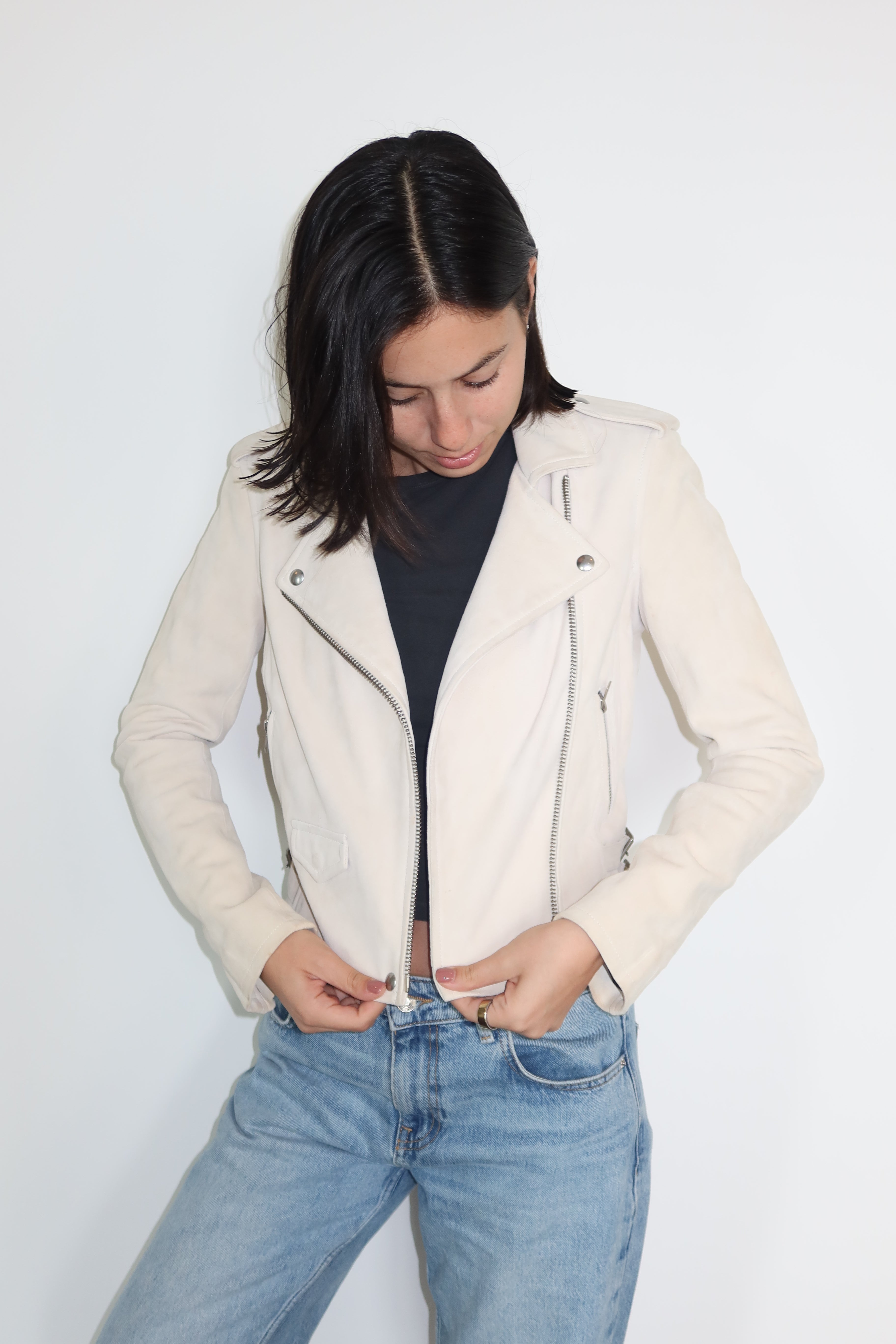 IRO Ivory Suede Biker Jacket