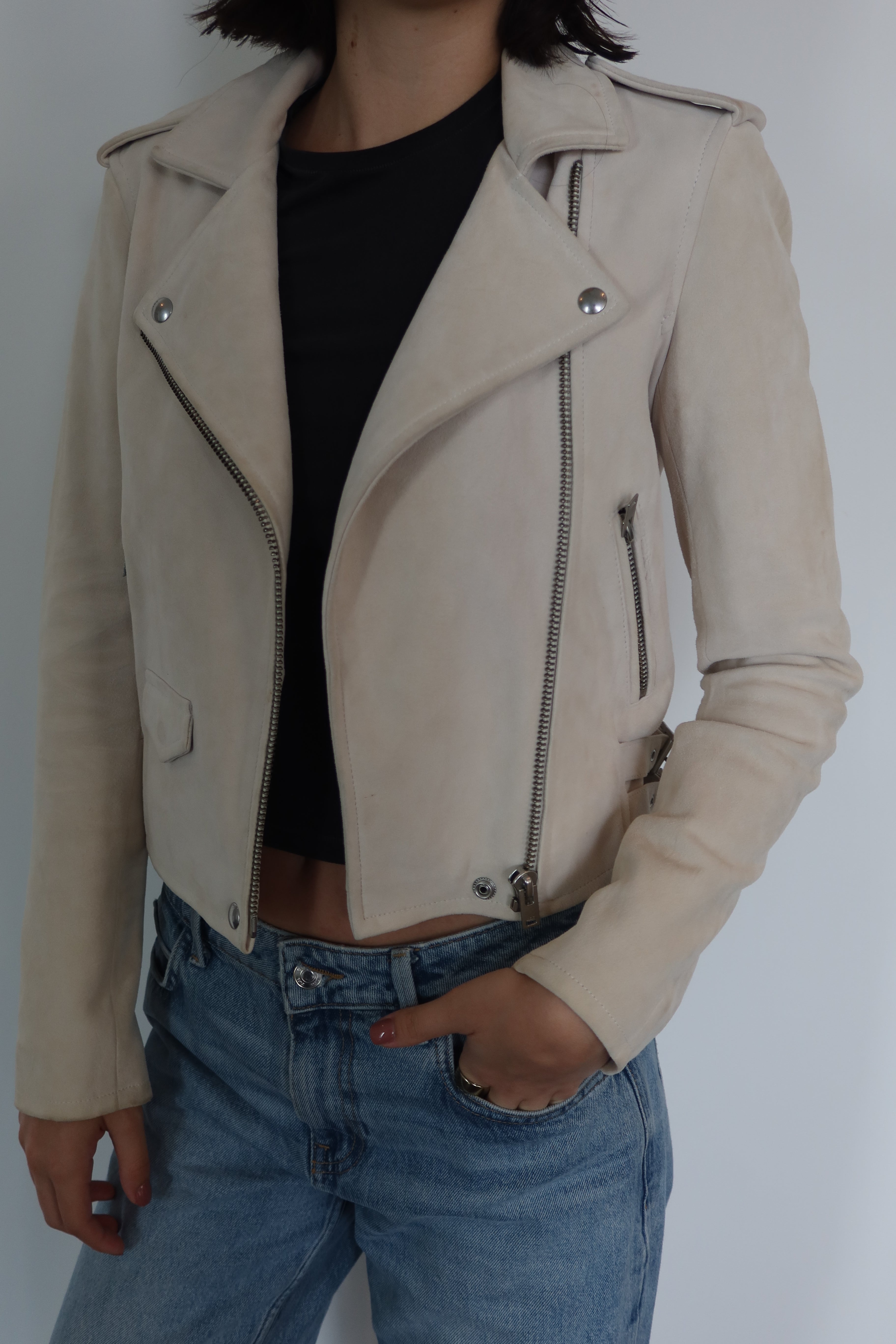 IRO Ivory Suede Biker Jacket