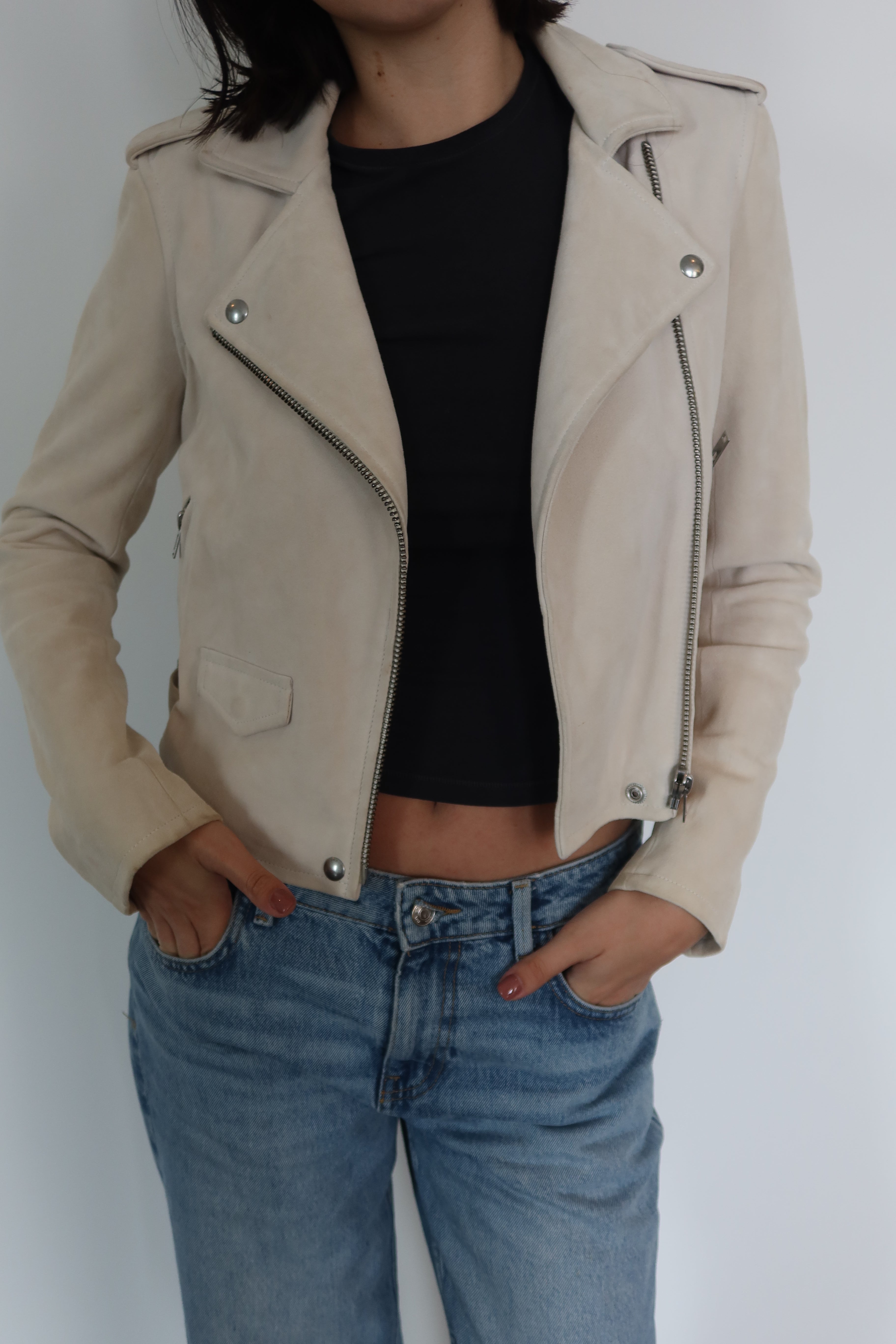IRO Ivory Suede Biker Jacket