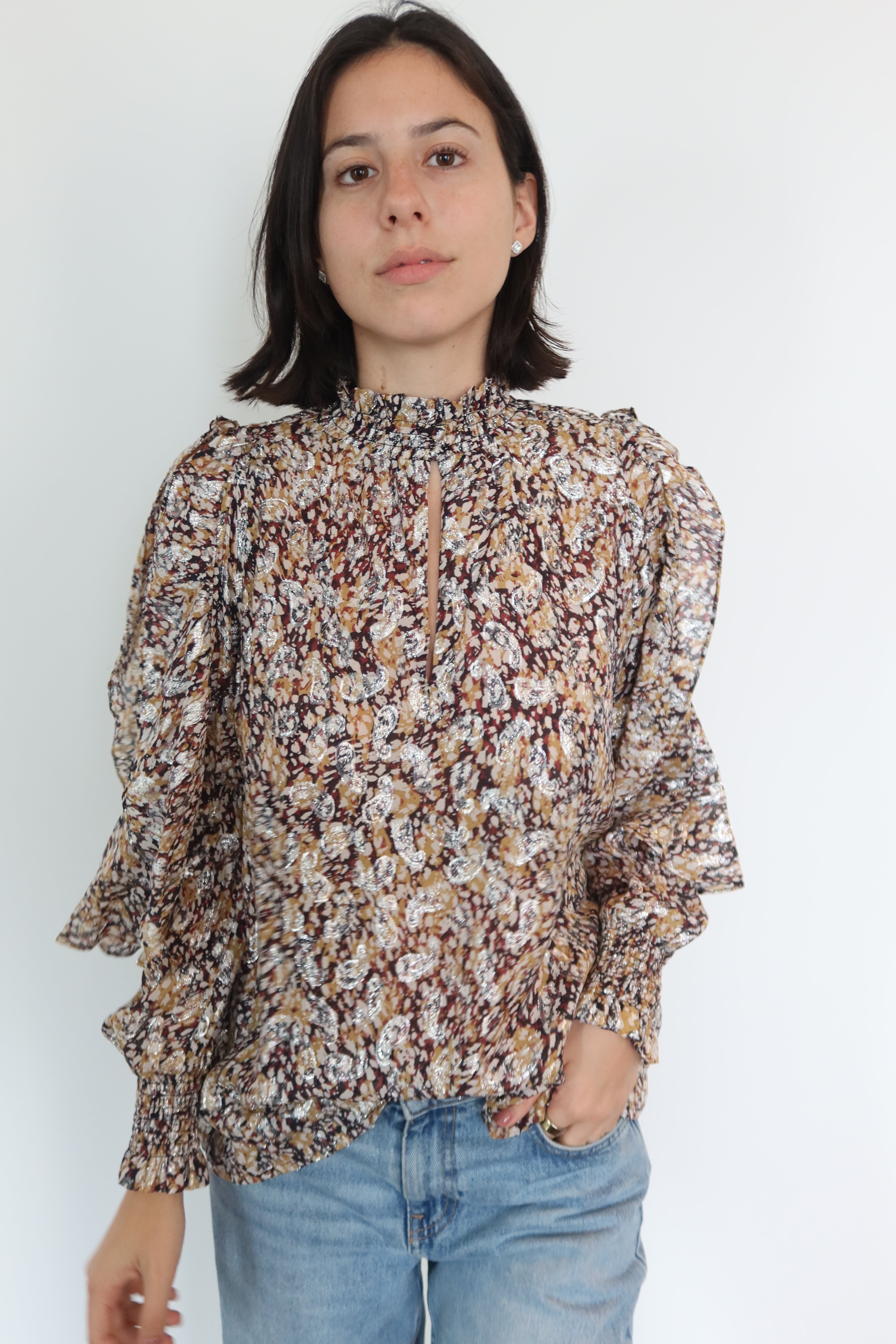Maje Shimmer Paisley Blouse