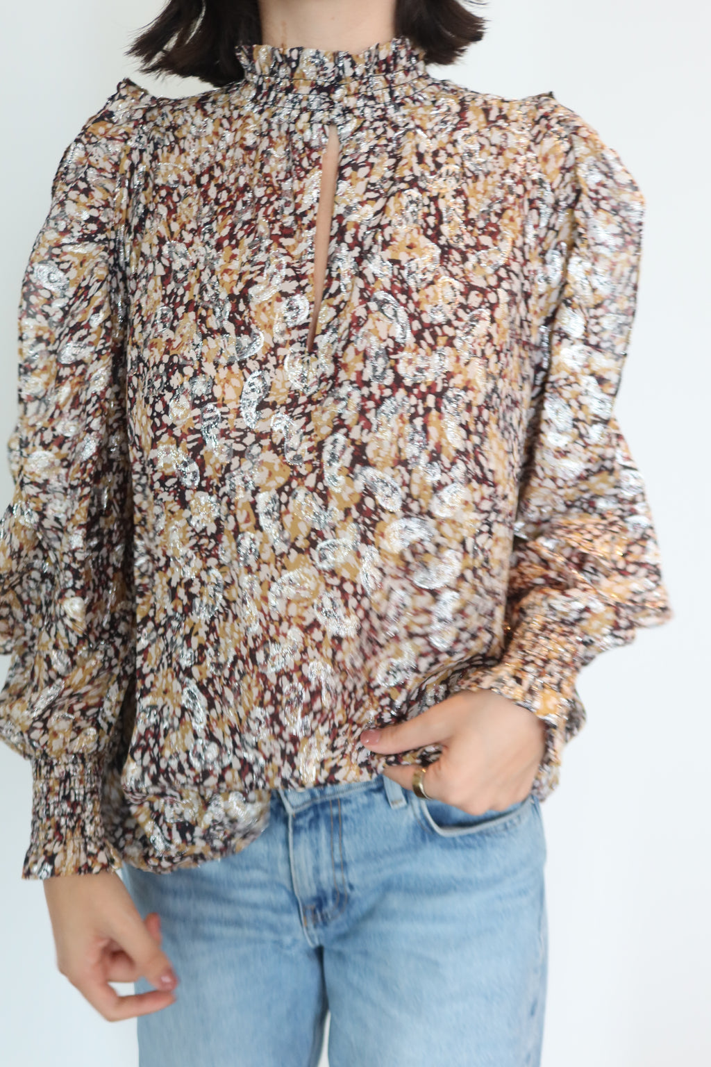 Maje Shimmer Paisley Blouse
