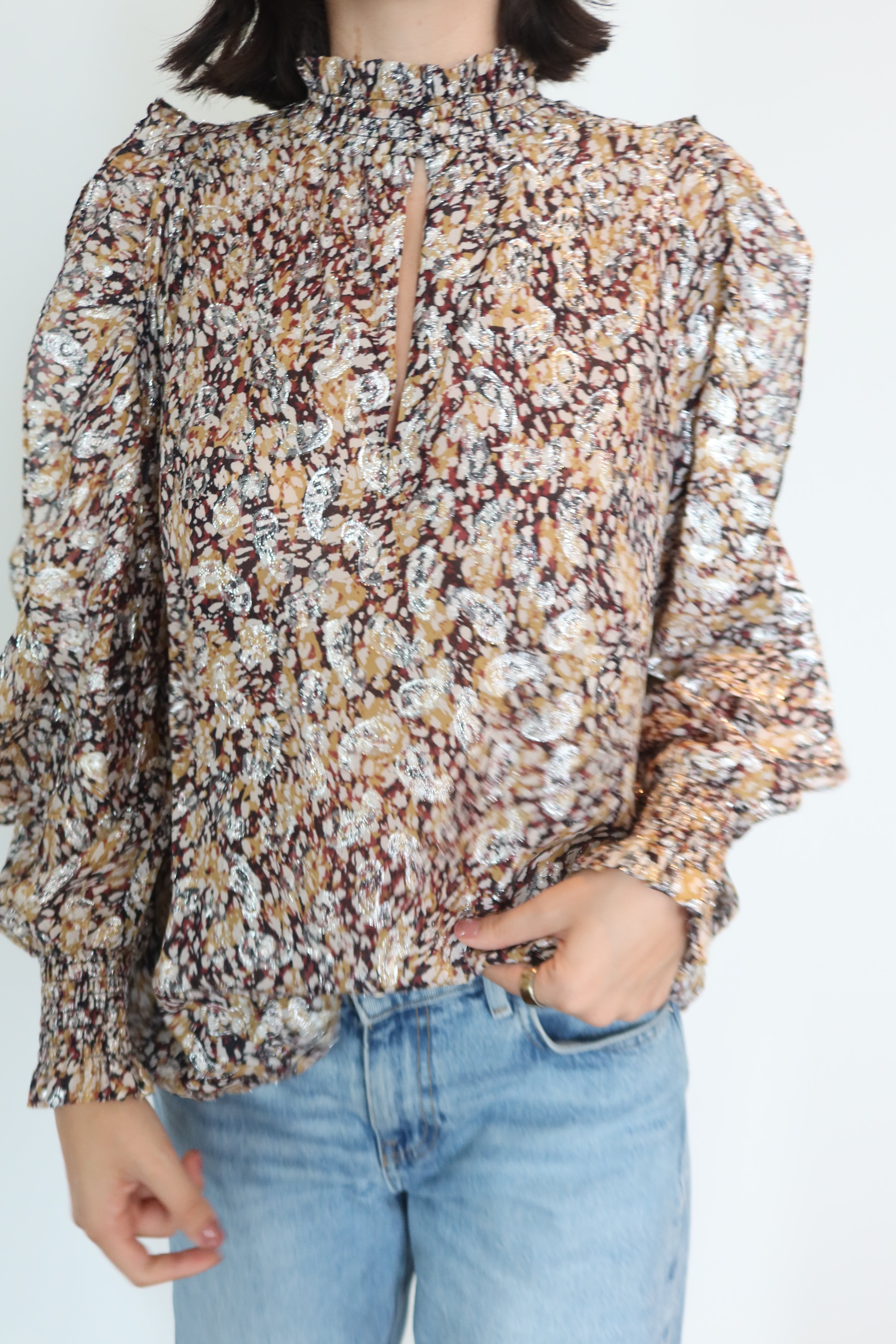 Maje Shimmer Paisley Blouse