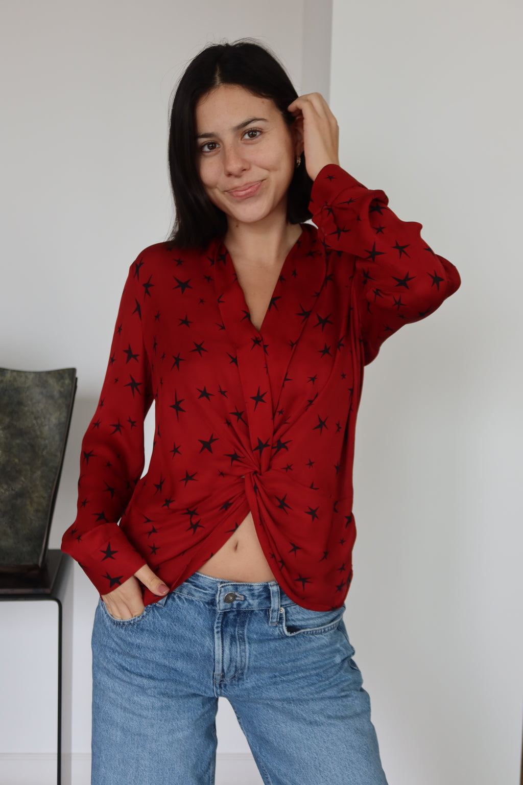 Blusa Roja con Estampado de Estrellas L'Agence