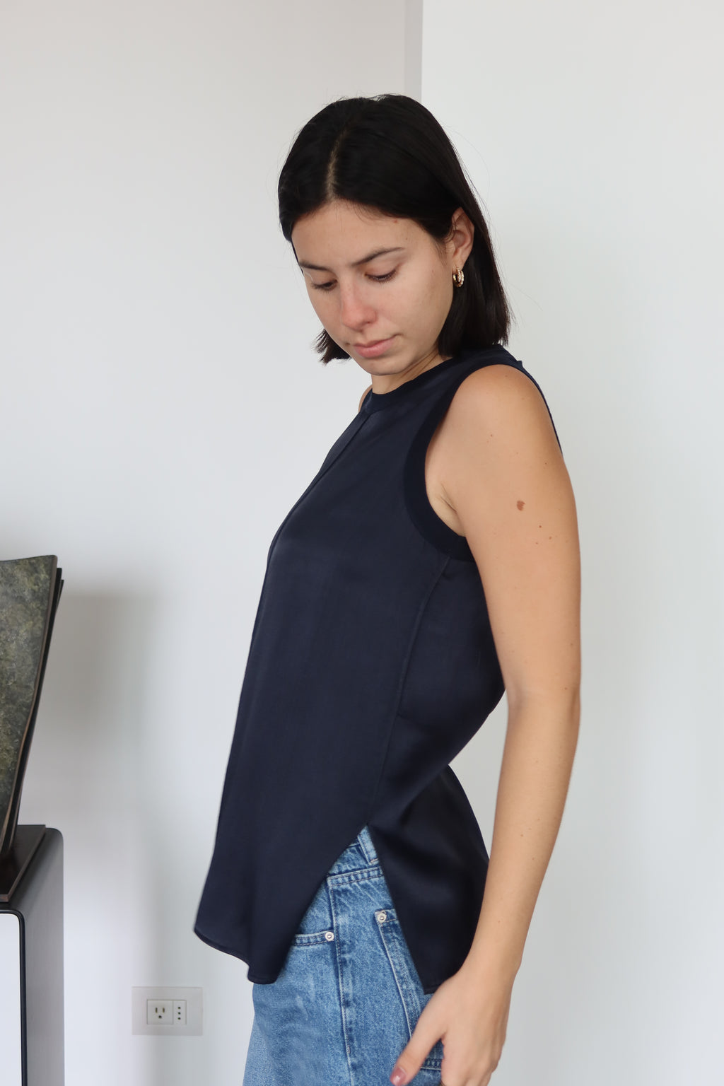 Rag & Bone Navy Silk Sleeveless Top
