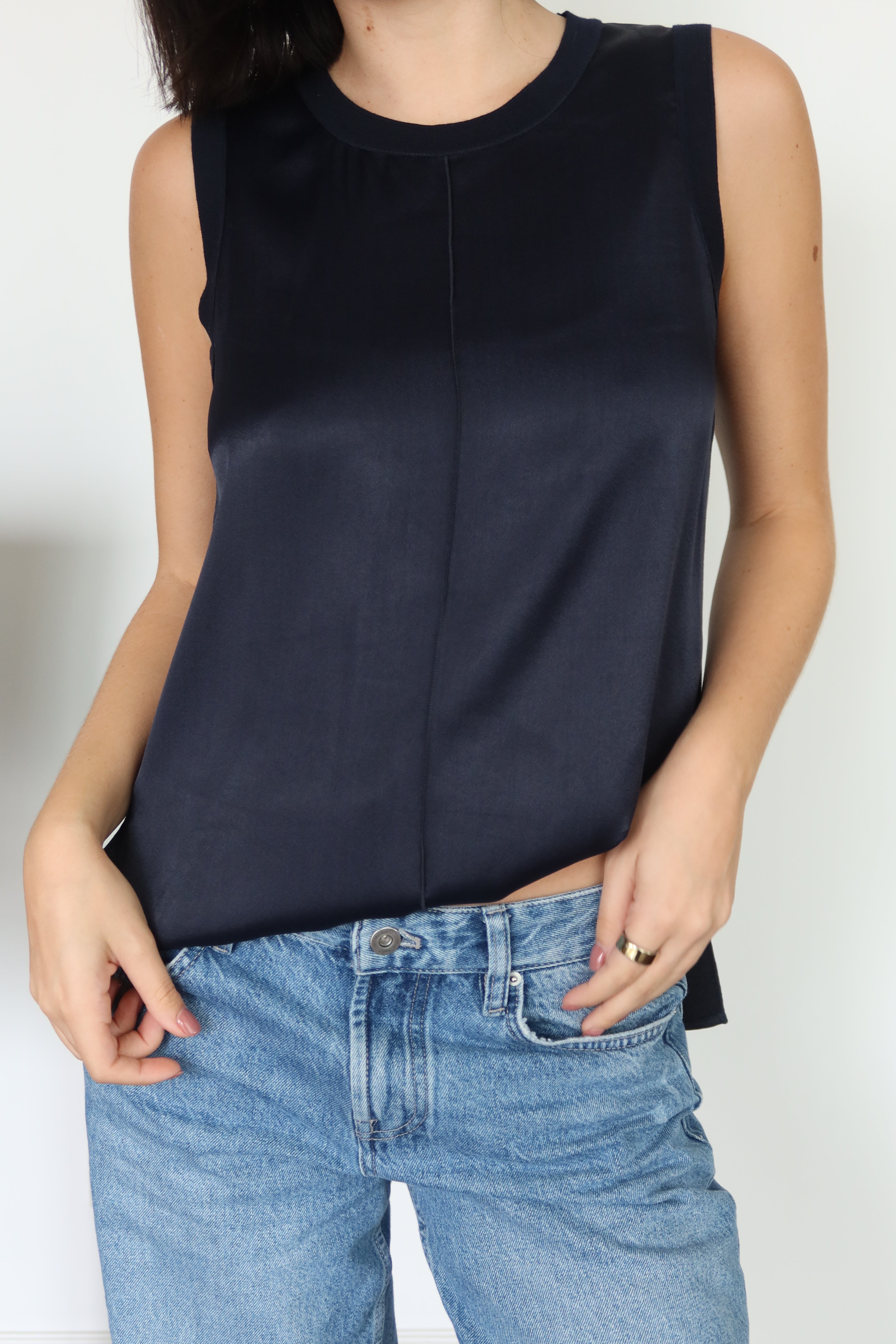 Rag & Bone Navy Silk Sleeveless Top