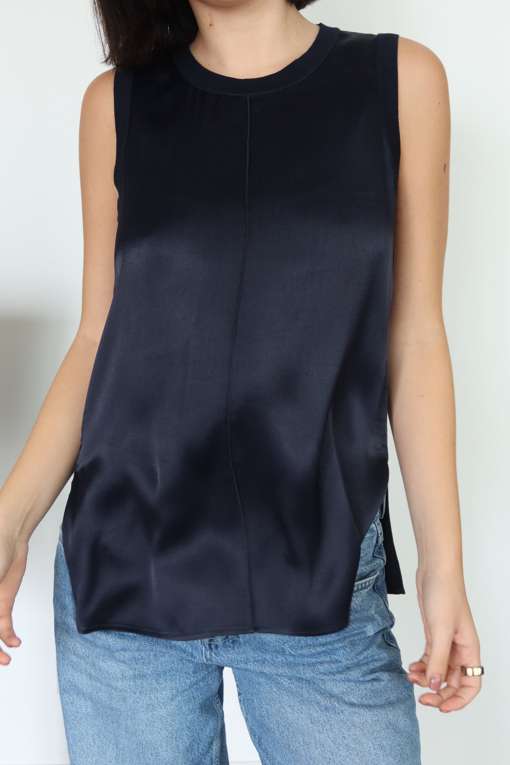 Rag & Bone Navy Silk Sleeveless Top