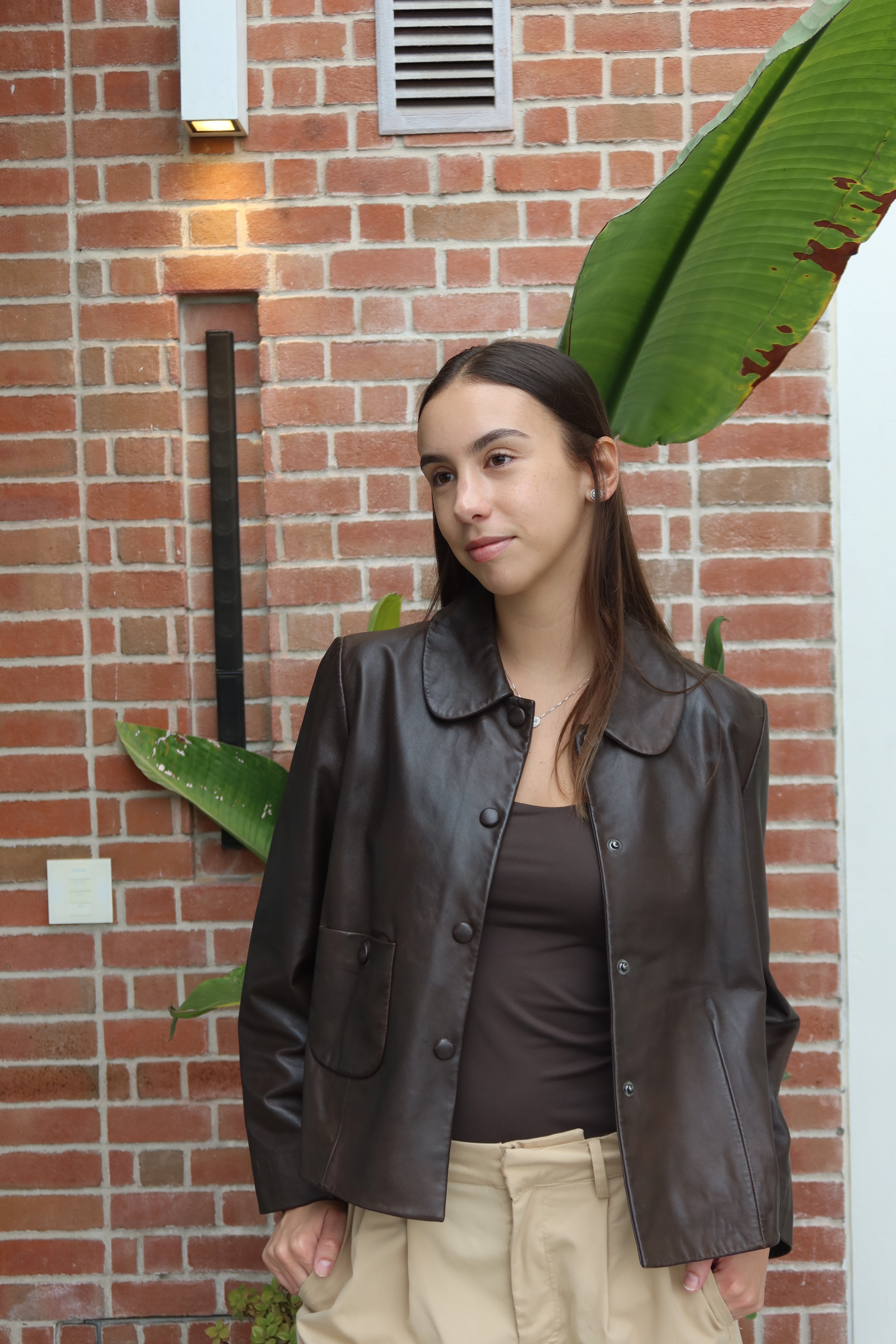 Ba&sh Chocolate Brown Leather Jacket