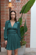 Maje Emerald Pleated Mini Dress