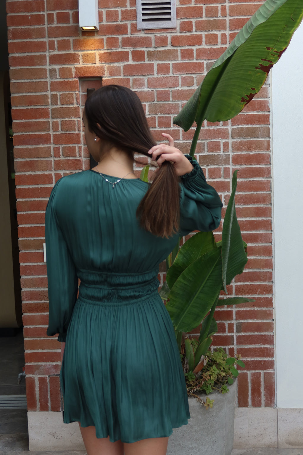 Maje Emerald Pleated Mini Dress