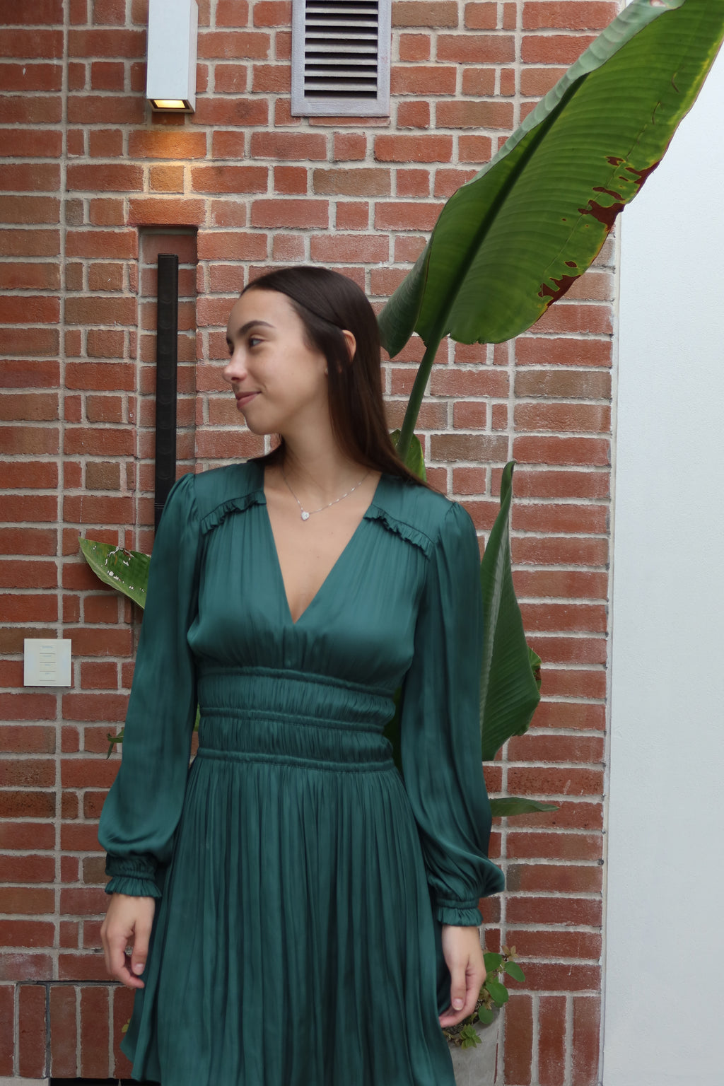 Maje Emerald Pleated Mini Dress
